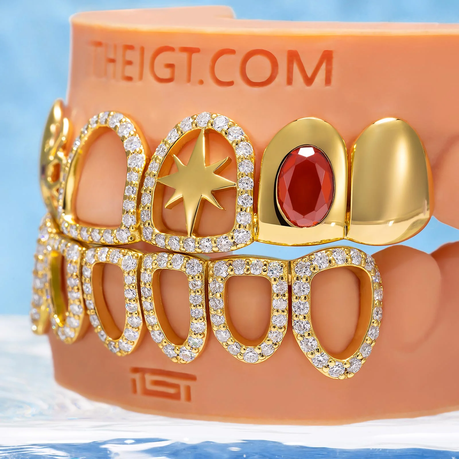 Gold Ruby Floral Open Grillz - Image 5