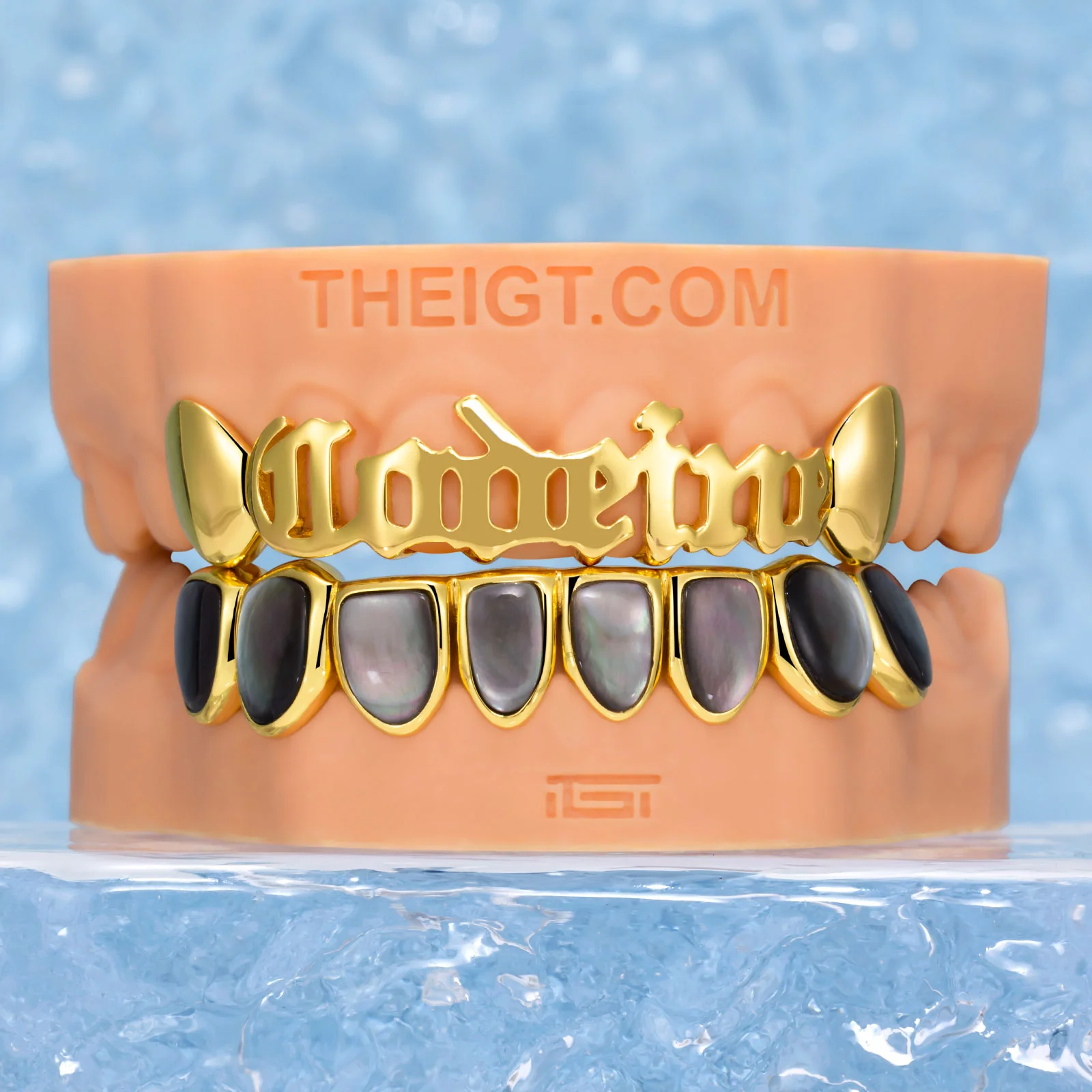 Golden Name & Black Pearl Grillz