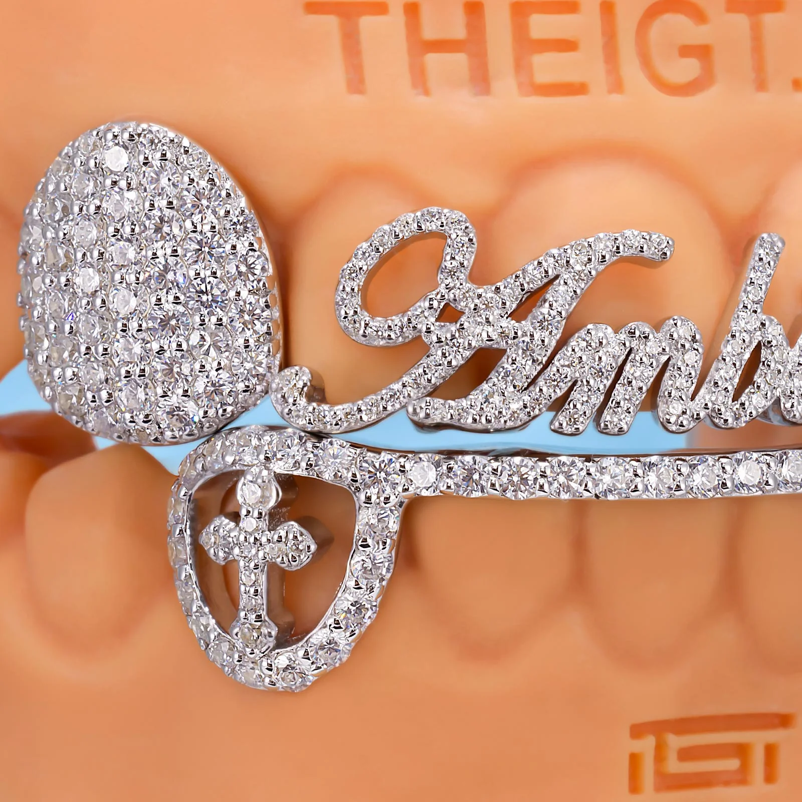 Gothic Script Grillz with Open Cross Canines - Image 2