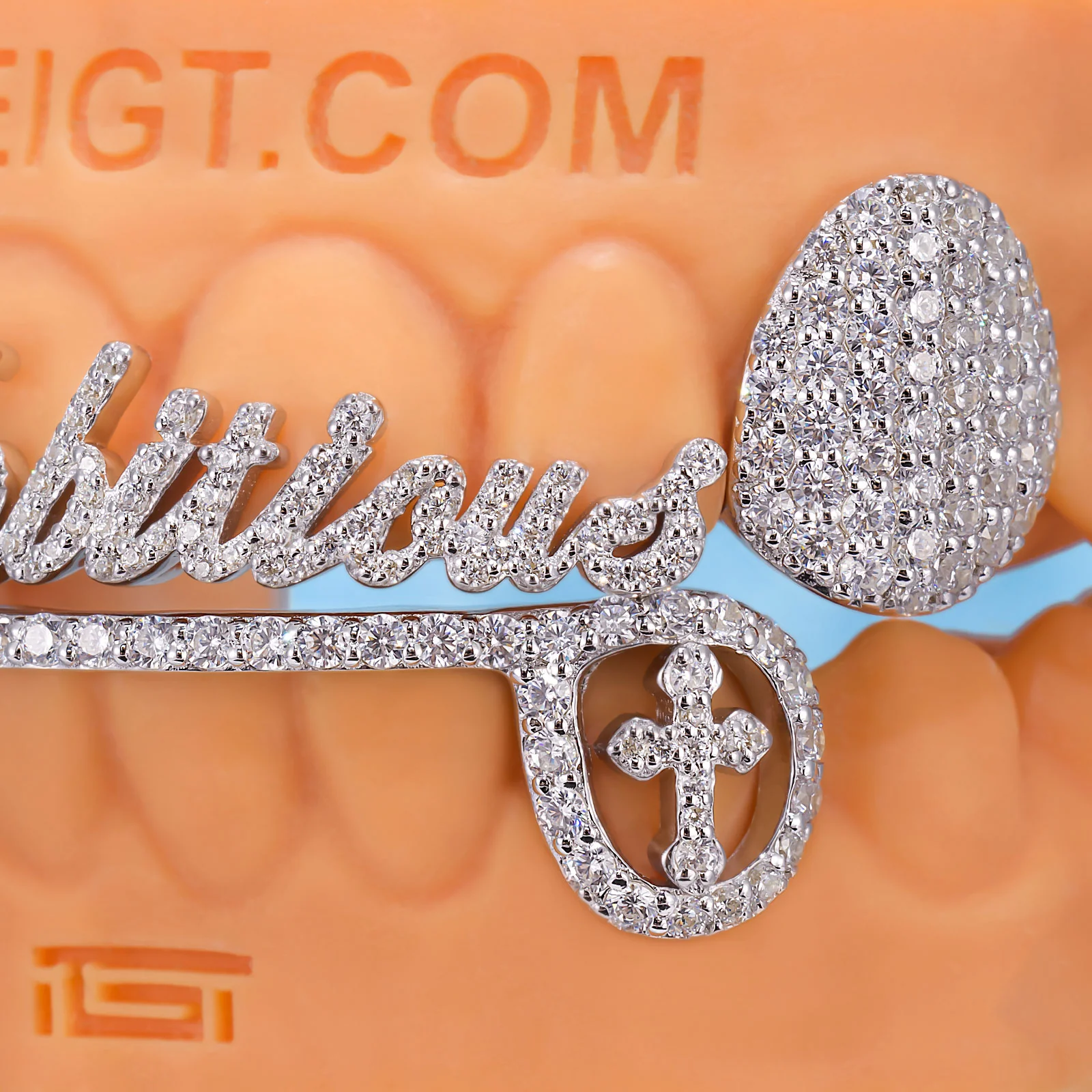 Gothic Script Grillz with Open Cross Canines - Image 3