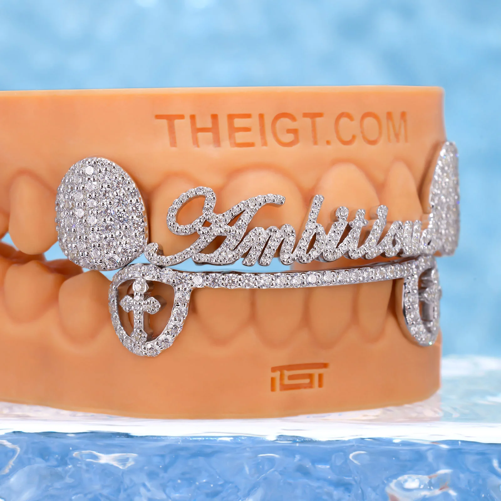 Gothic Script Grillz with Open Cross Canines - Image 4