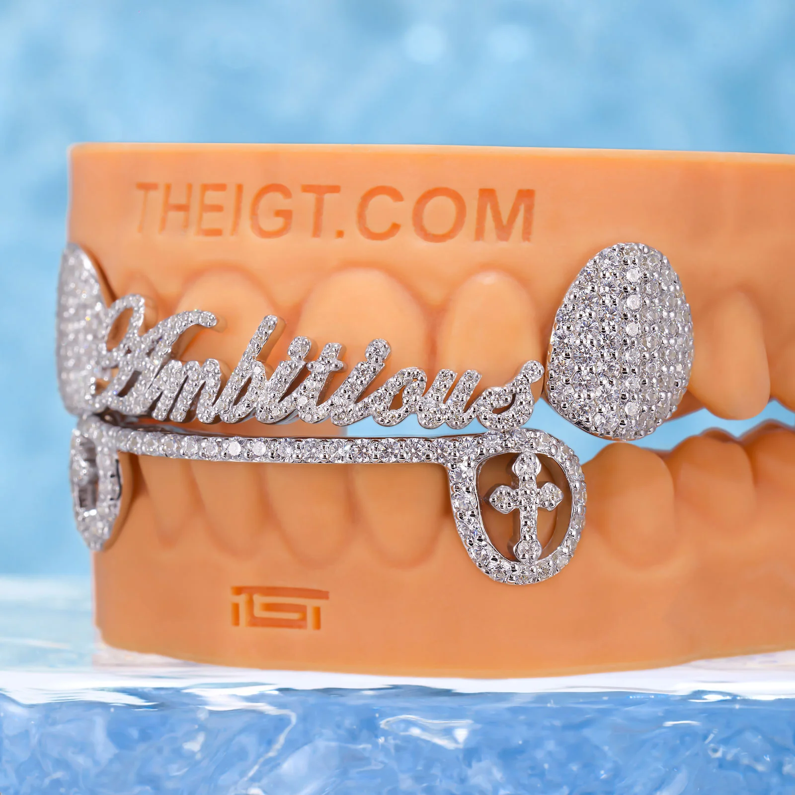 Gothic Script Grillz with Open Cross Canines - Image 5