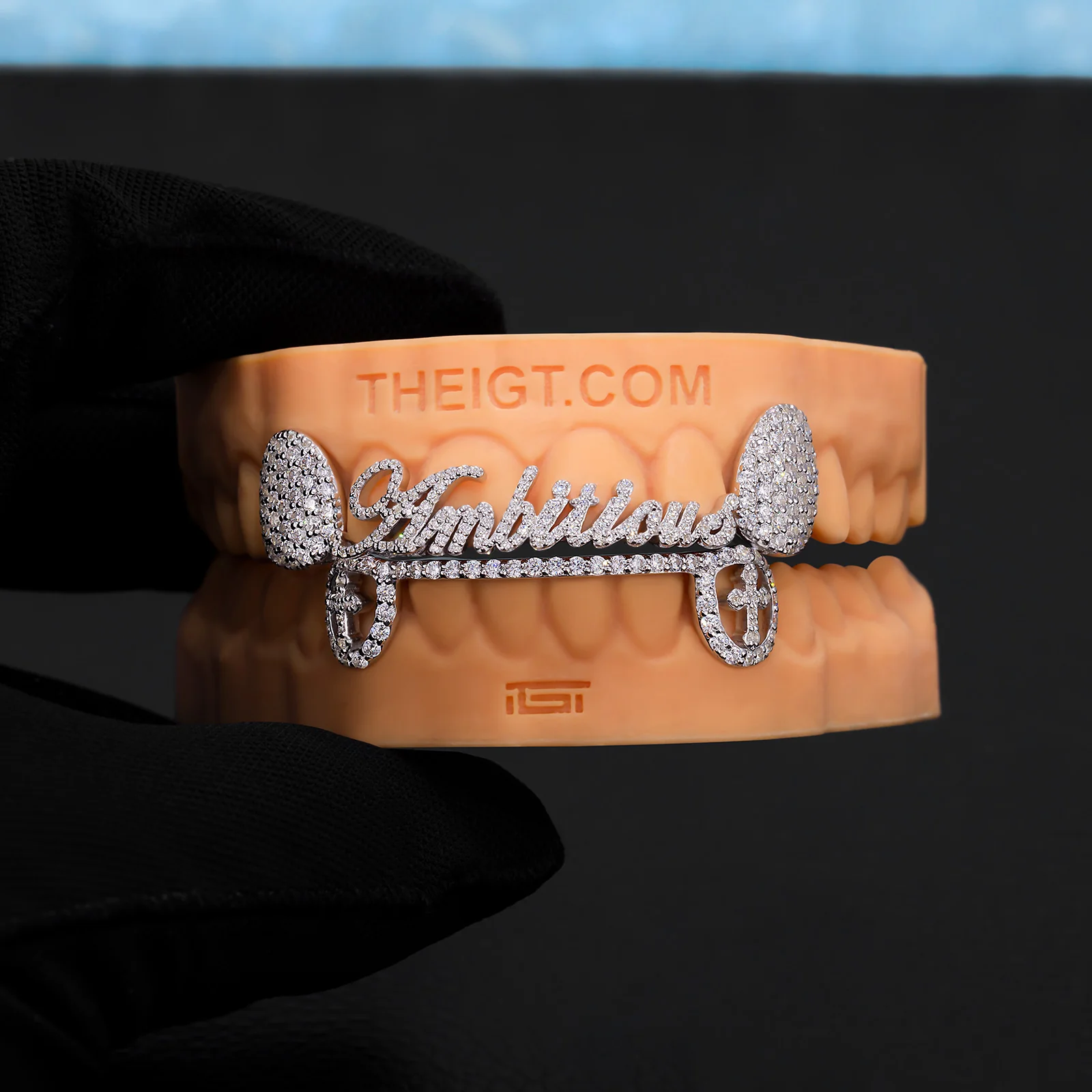 Gothic Script Grillz with Open Cross Canines - Image 6