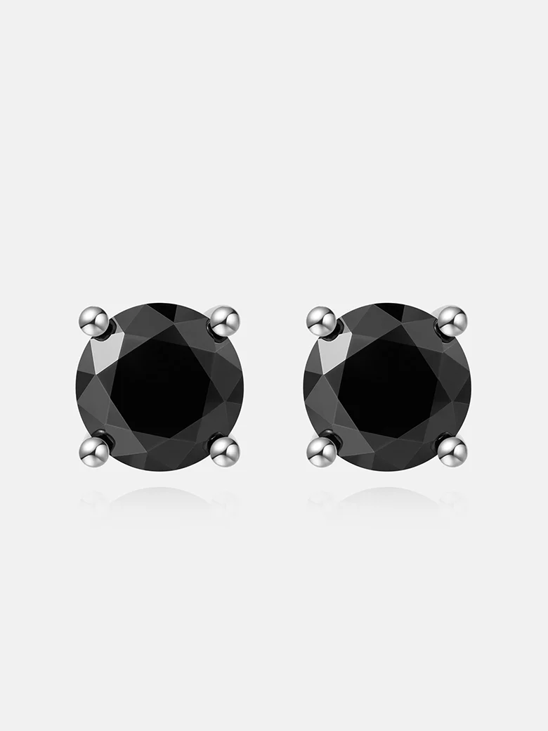 Halo Black Moissanite Stud Earrings-2.2CT Each - Image 2