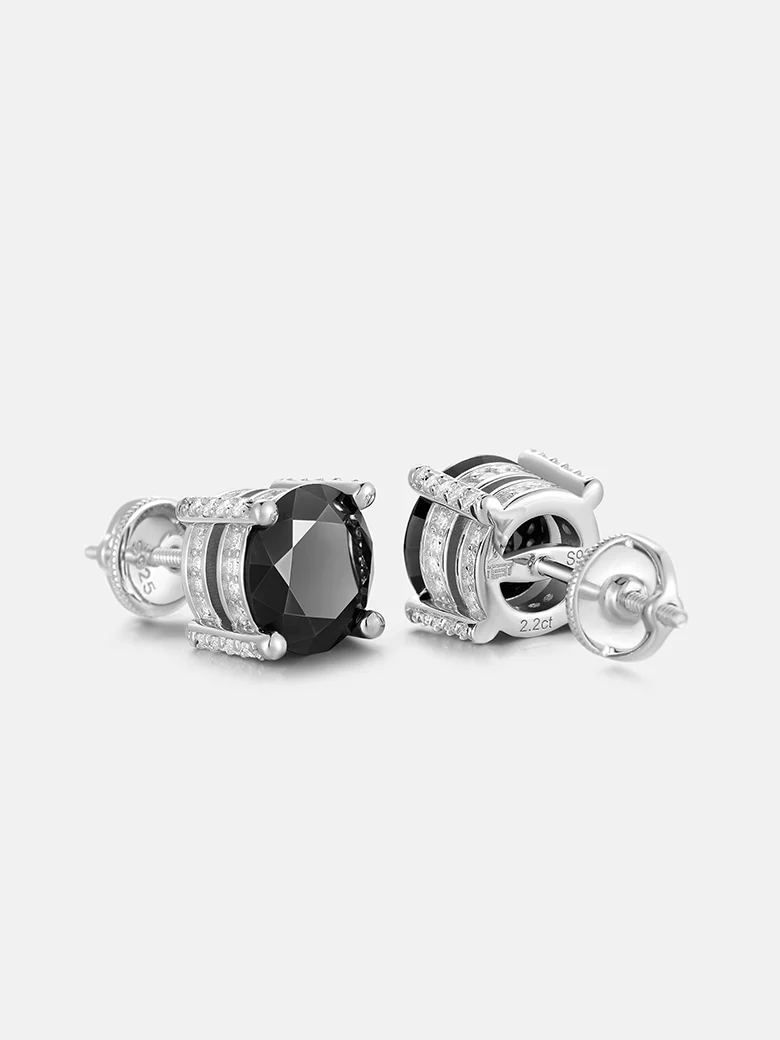 Halo Black Moissanite Stud Earrings-2.2CT Each - Image 3