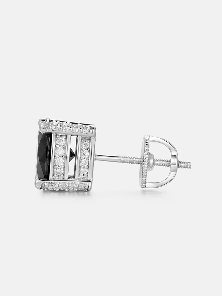 Halo Black Moissanite Stud Earrings-2.2CT Each - Image 4