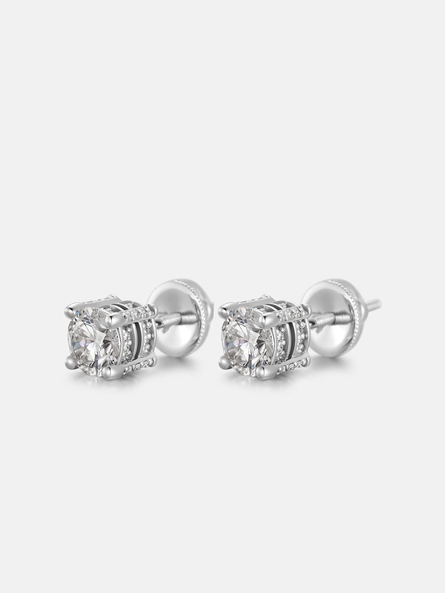 Halo Round Moissanite Stud Earrings - Image 2
