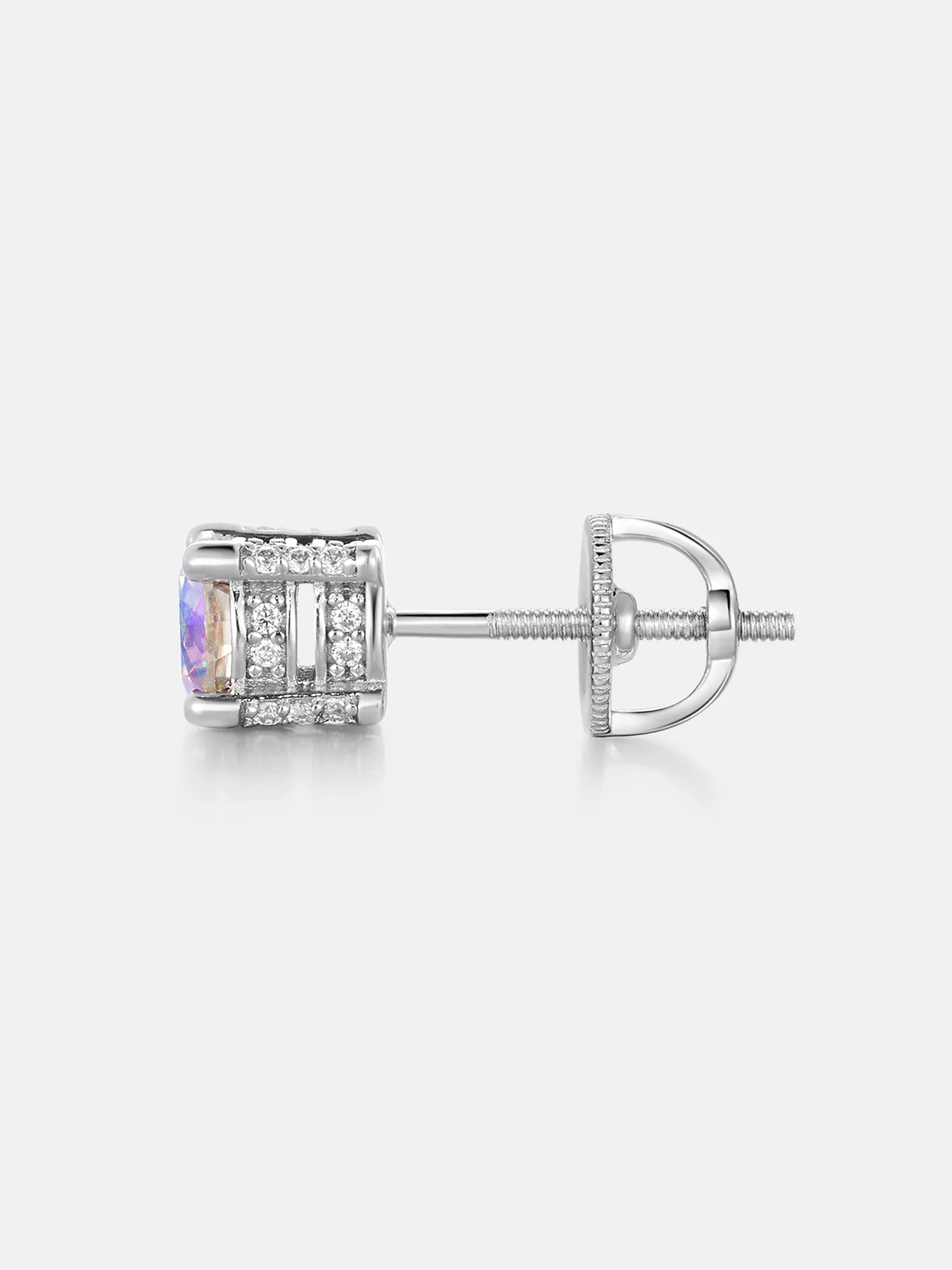 Halo Round Rainbow Moissanite Stud Earrings - Image 3
