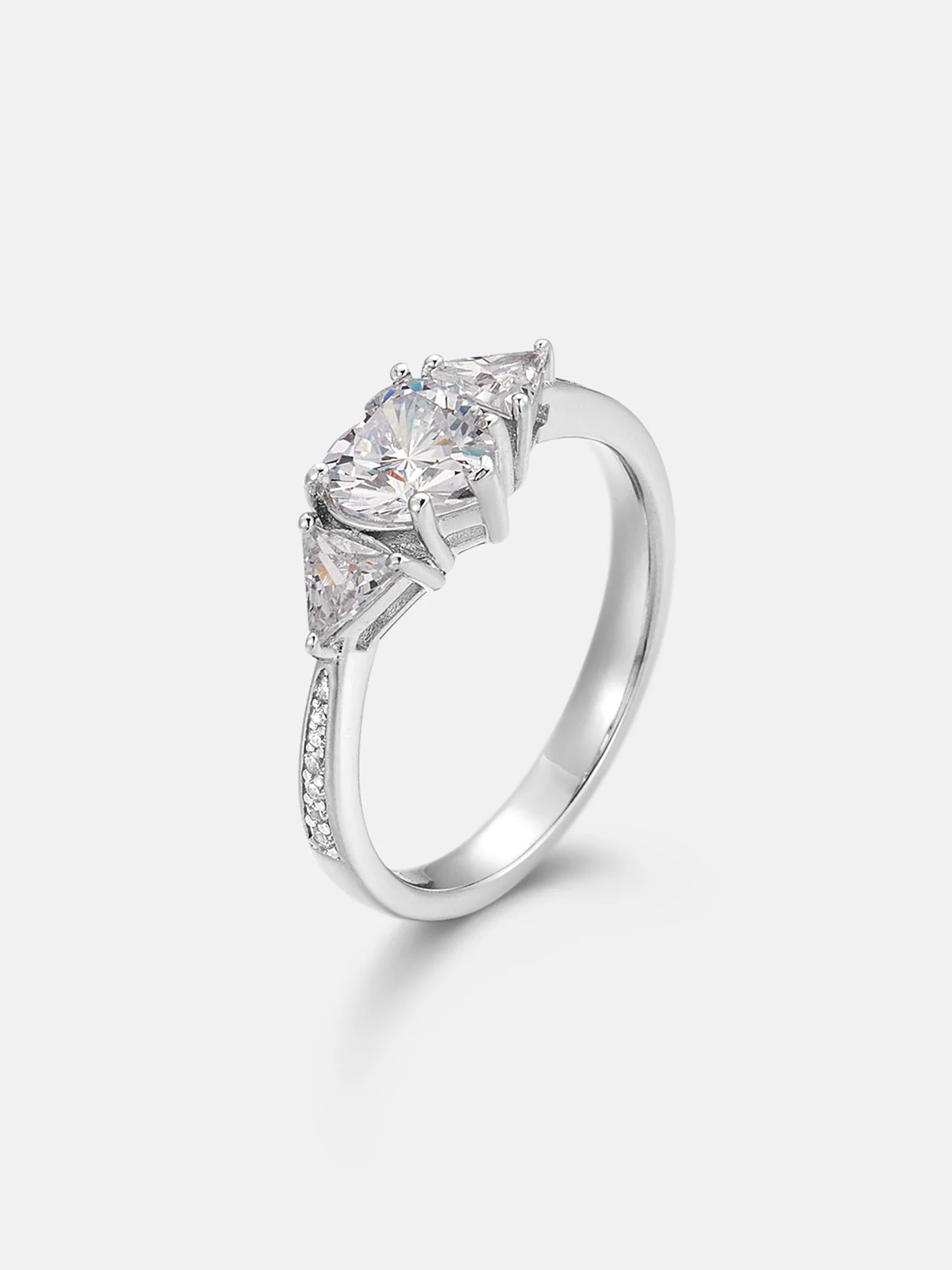 Heart Cut Moissanite Three Stone Engagement Ring - Image 3