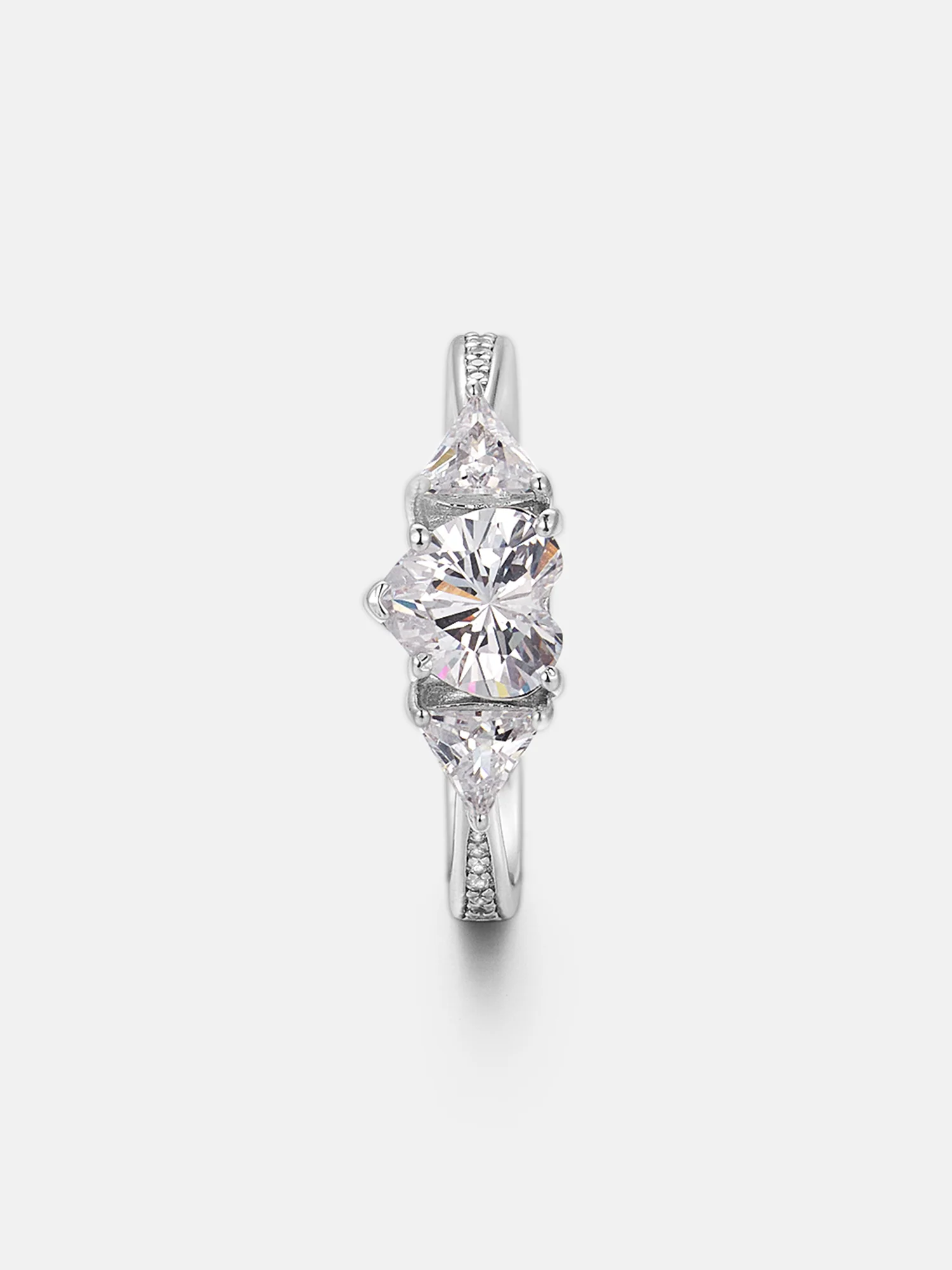 Heart Cut Moissanite Three Stone Engagement Ring - Image 4
