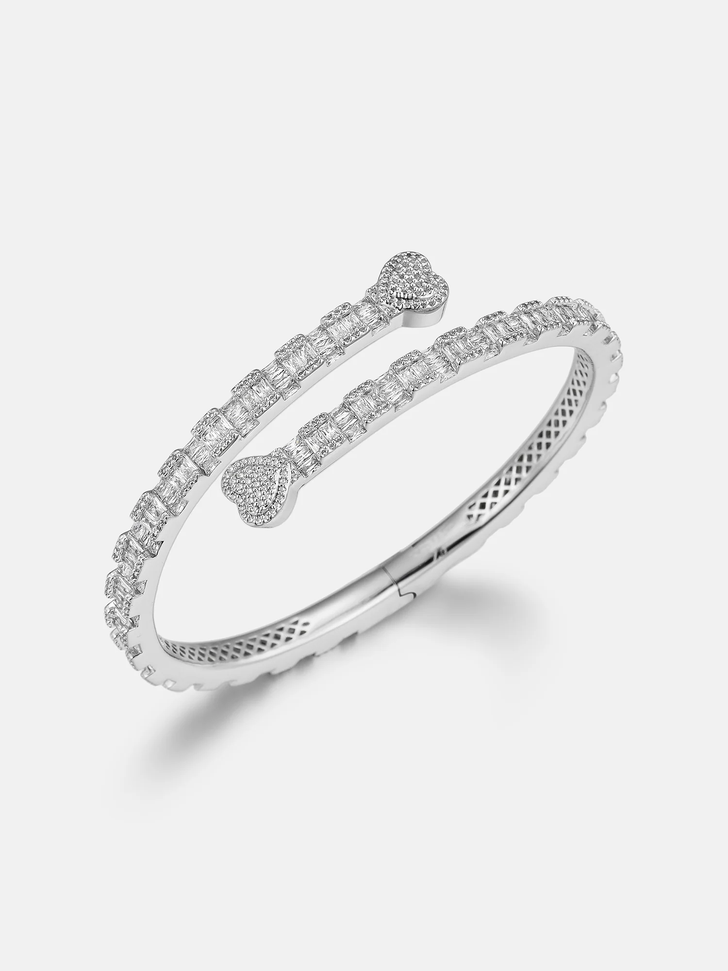 Heart Shape Baguette Moissanite Bangle Bracelet - Image 2