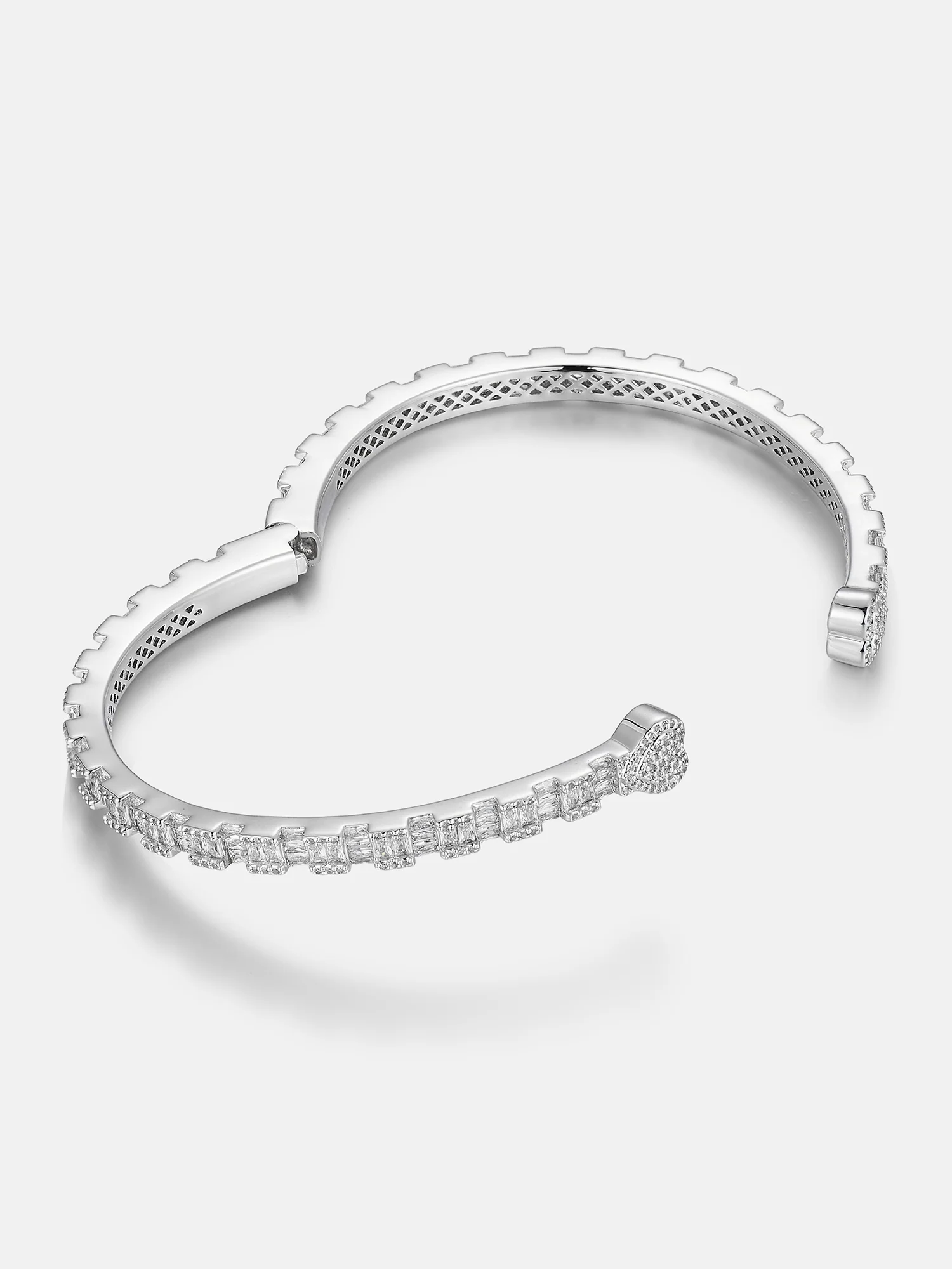 Heart Shape Baguette Moissanite Bangle Bracelet - Image 4