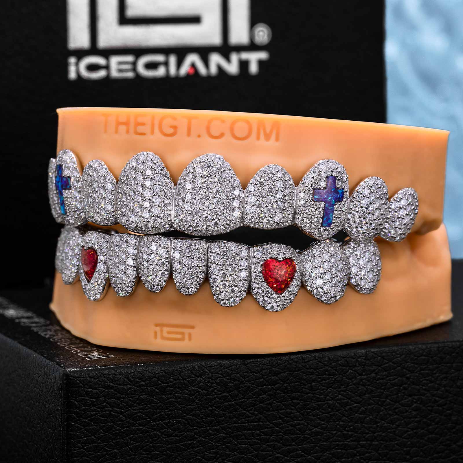 Honeycomb Setting Opal Cross On Fang Grillz - Image 4