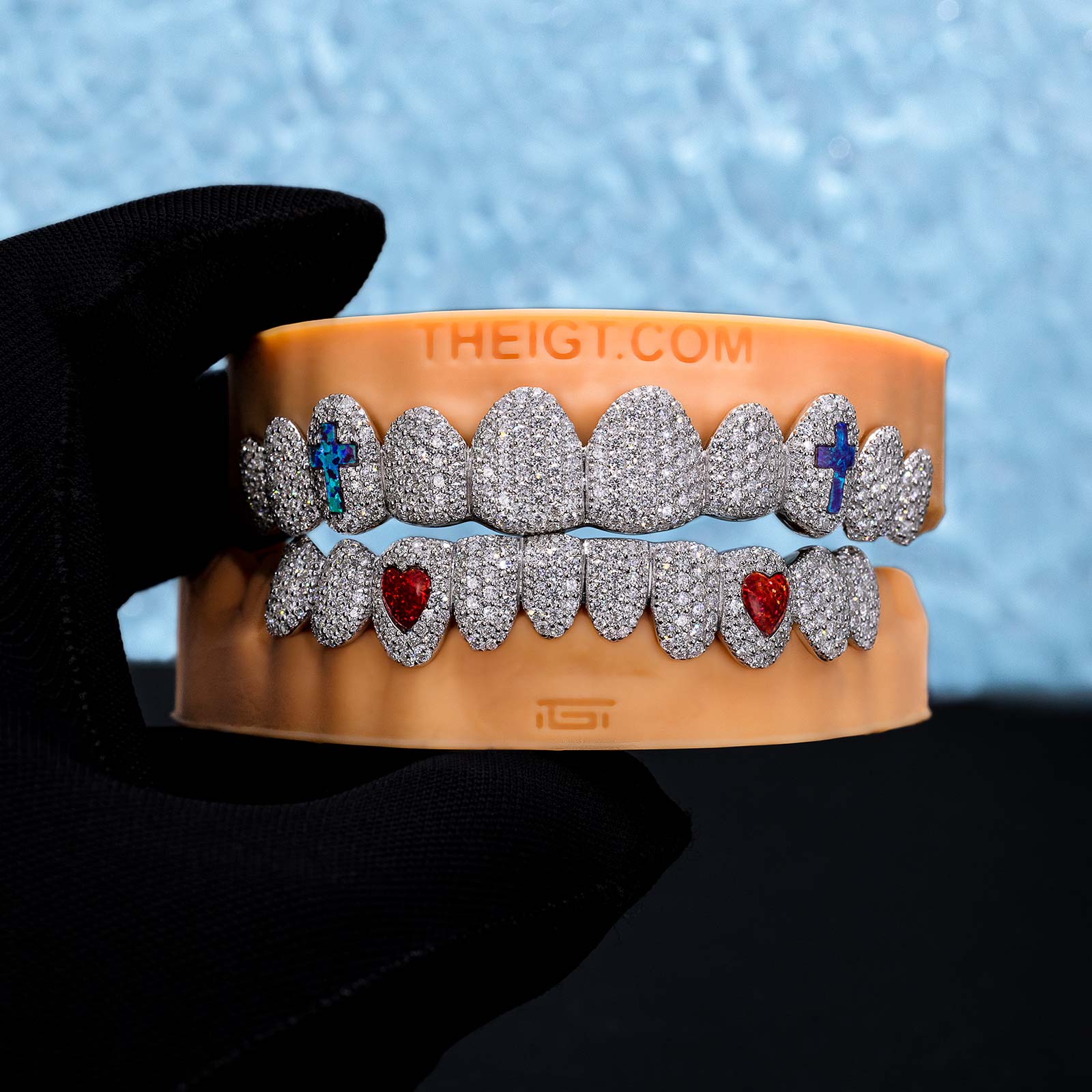 Honeycomb Setting Opal Cross On Fang Grillz - Image 5
