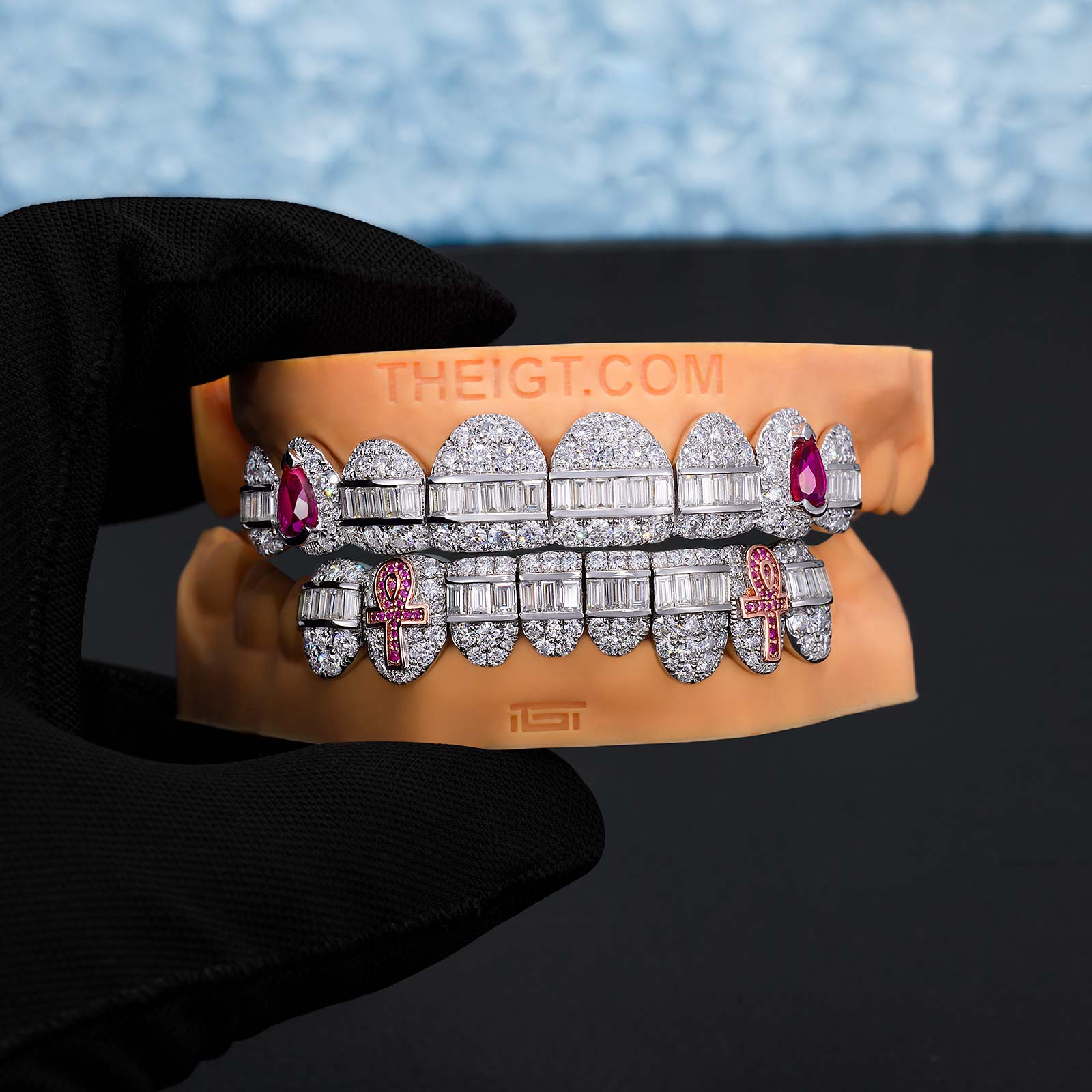 Hybrid Diamond Grillz w Cross & Pear Cut Fangs - Image 8