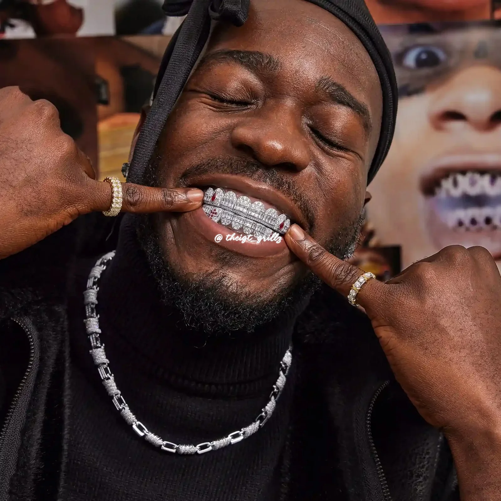 Hybrid Diamond Grillz w Cross & Pear Cut Fangs - Image 9