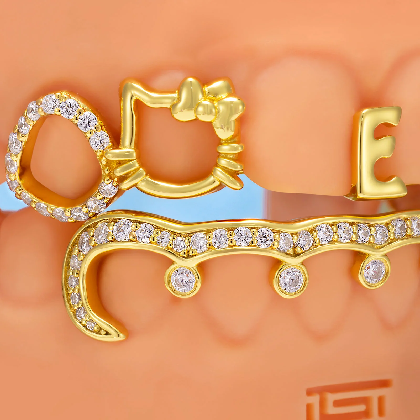 "Iced Kitty" Heart & Initial Custom Grillz - Image 2