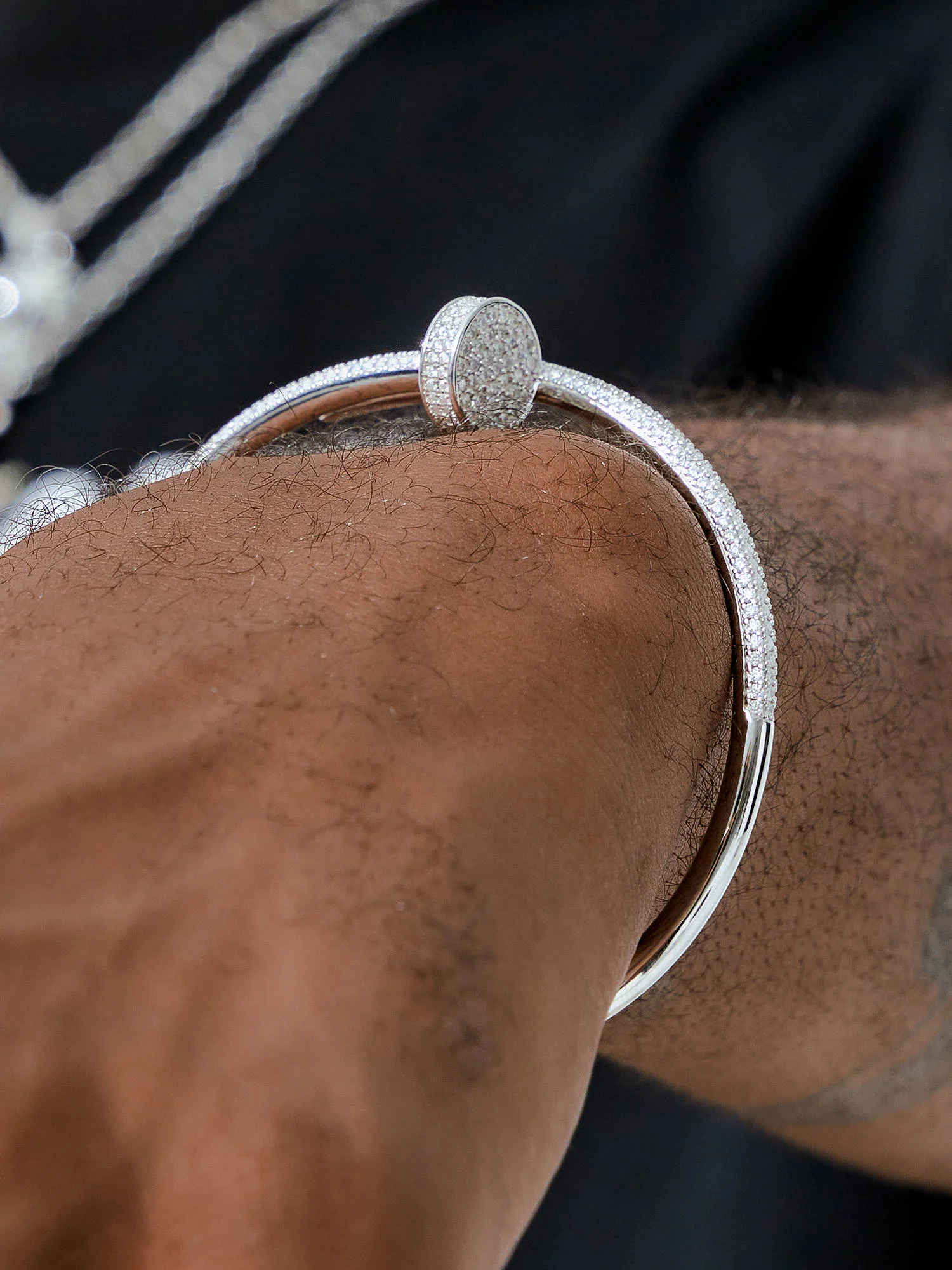 Iced Nail Bracelet With Half Moissanite