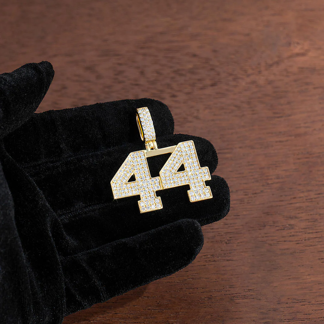925 Sterling Silver Iced Number Pendant - Image 6