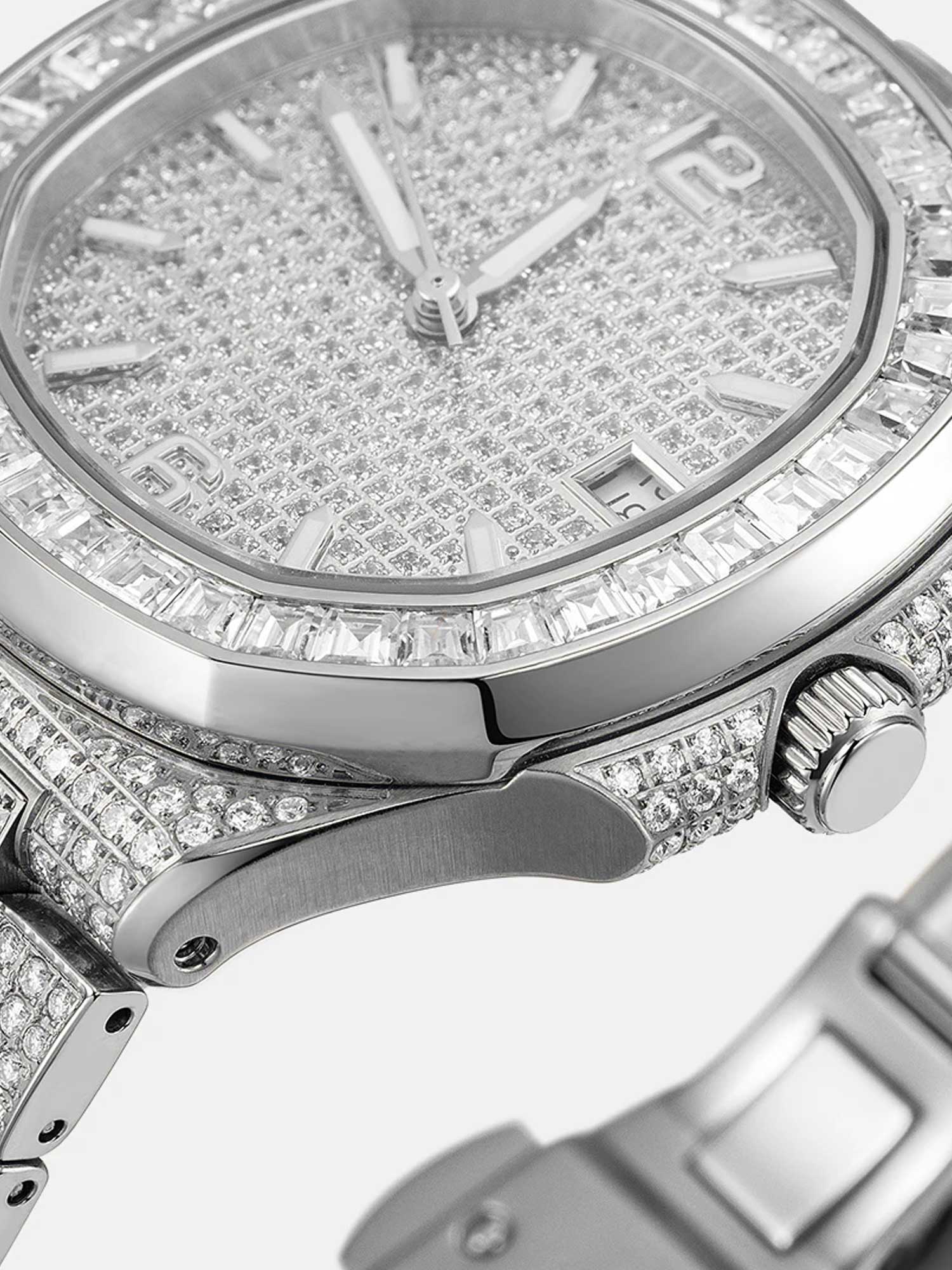 Iced Out Baguette Cut Moissanite Watch in White Gold - Image 5
