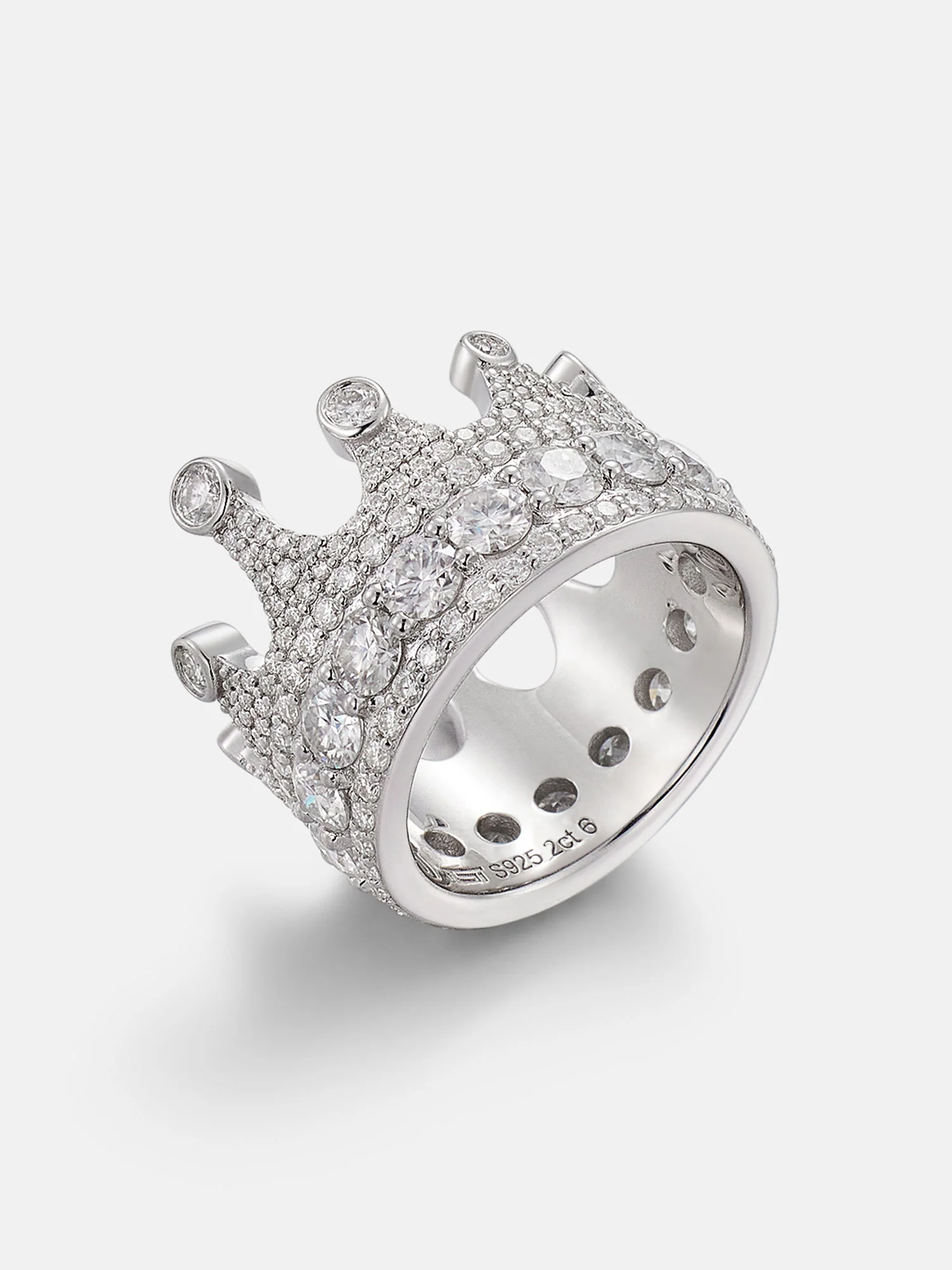 Iced Out Moissanite Crown Ring - Image 3