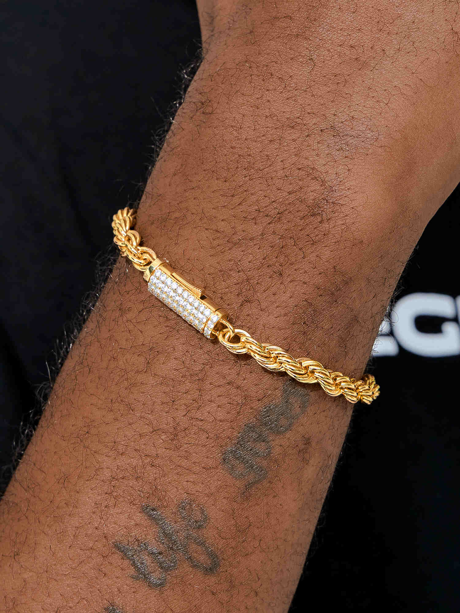 Italian 5mm Rope Bracelet with Moissanite Clasp - Image 7