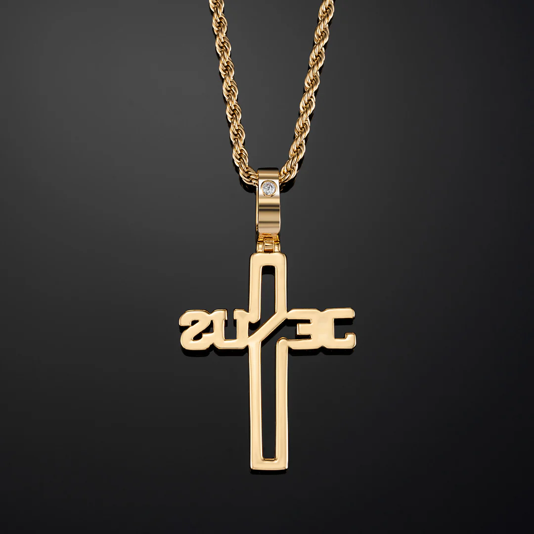 Jesus Cross Pendant in Yellow Gold - Image 4
