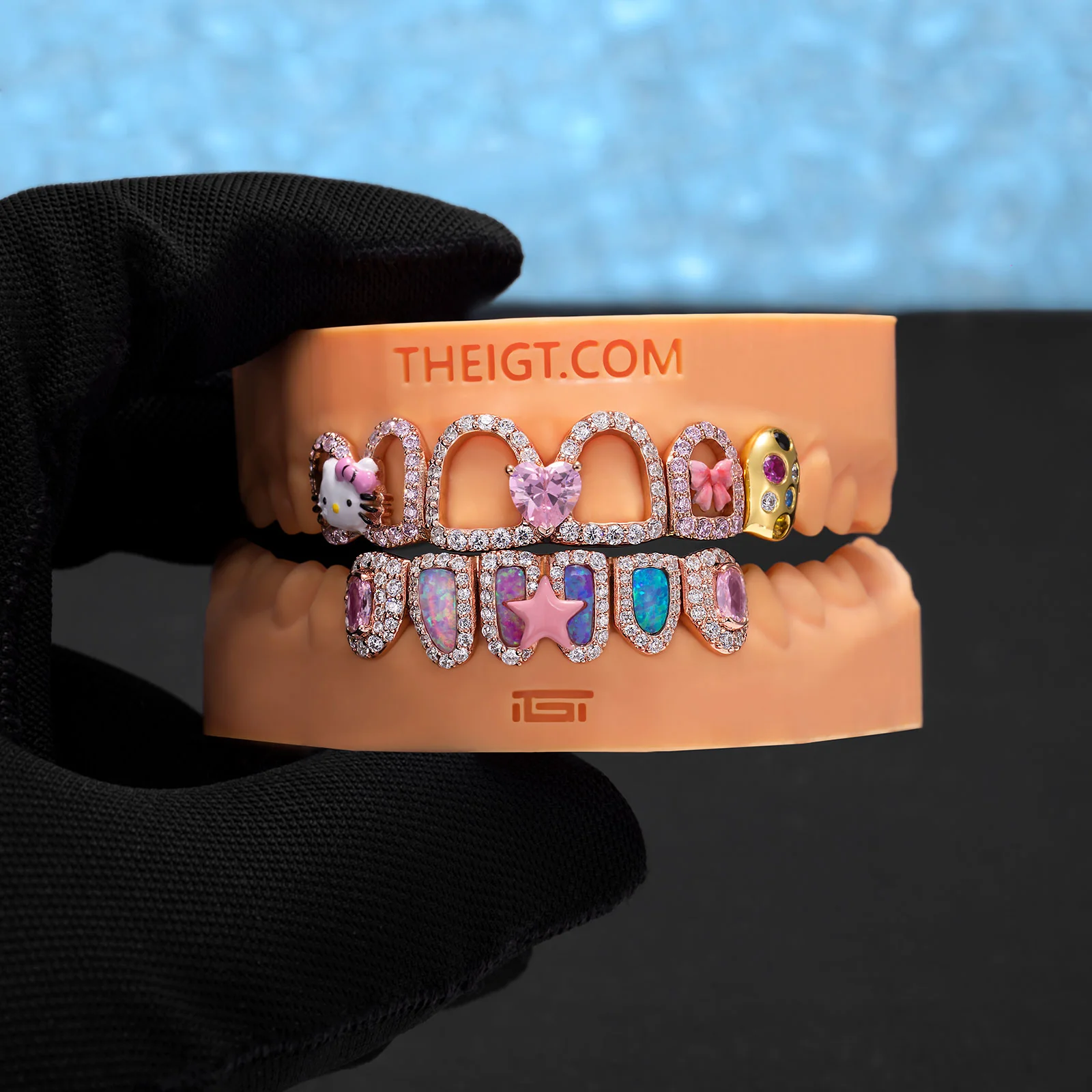 Kawaii Opal Pink Heart & Ribbon Grillz - Image 7