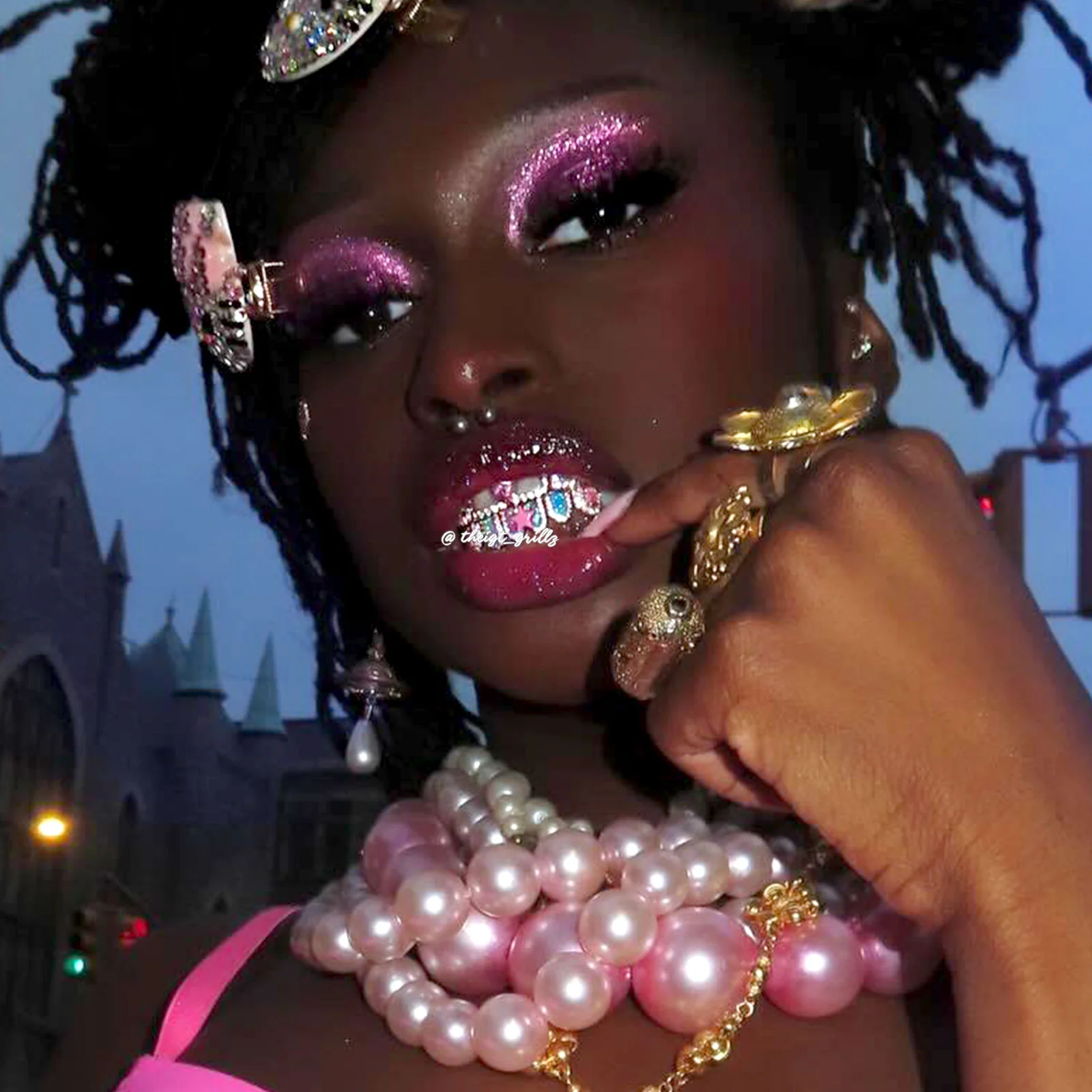 Kawaii Opal Pink Heart & Ribbon Grillz - Image 8