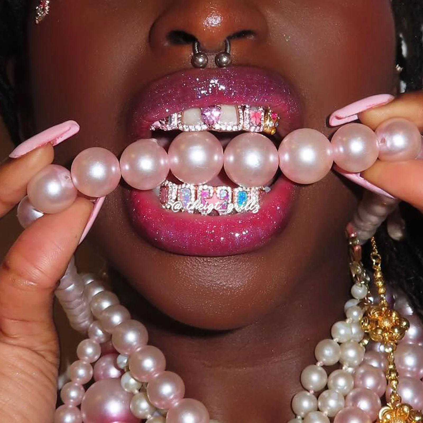 Kawaii Opal Pink Heart & Ribbon Grillz - Image 9