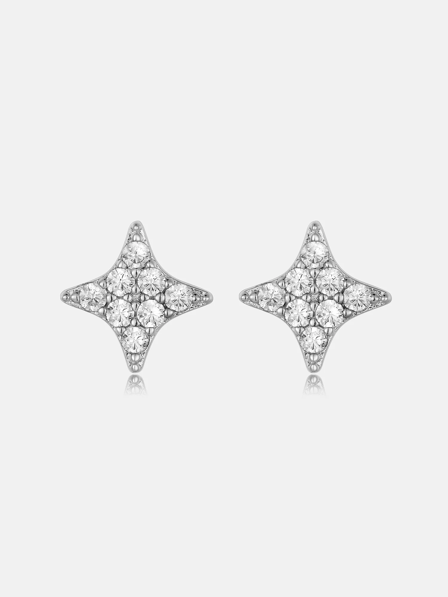 Lab Diamond Cushion-Four Point Star Stud Earrings