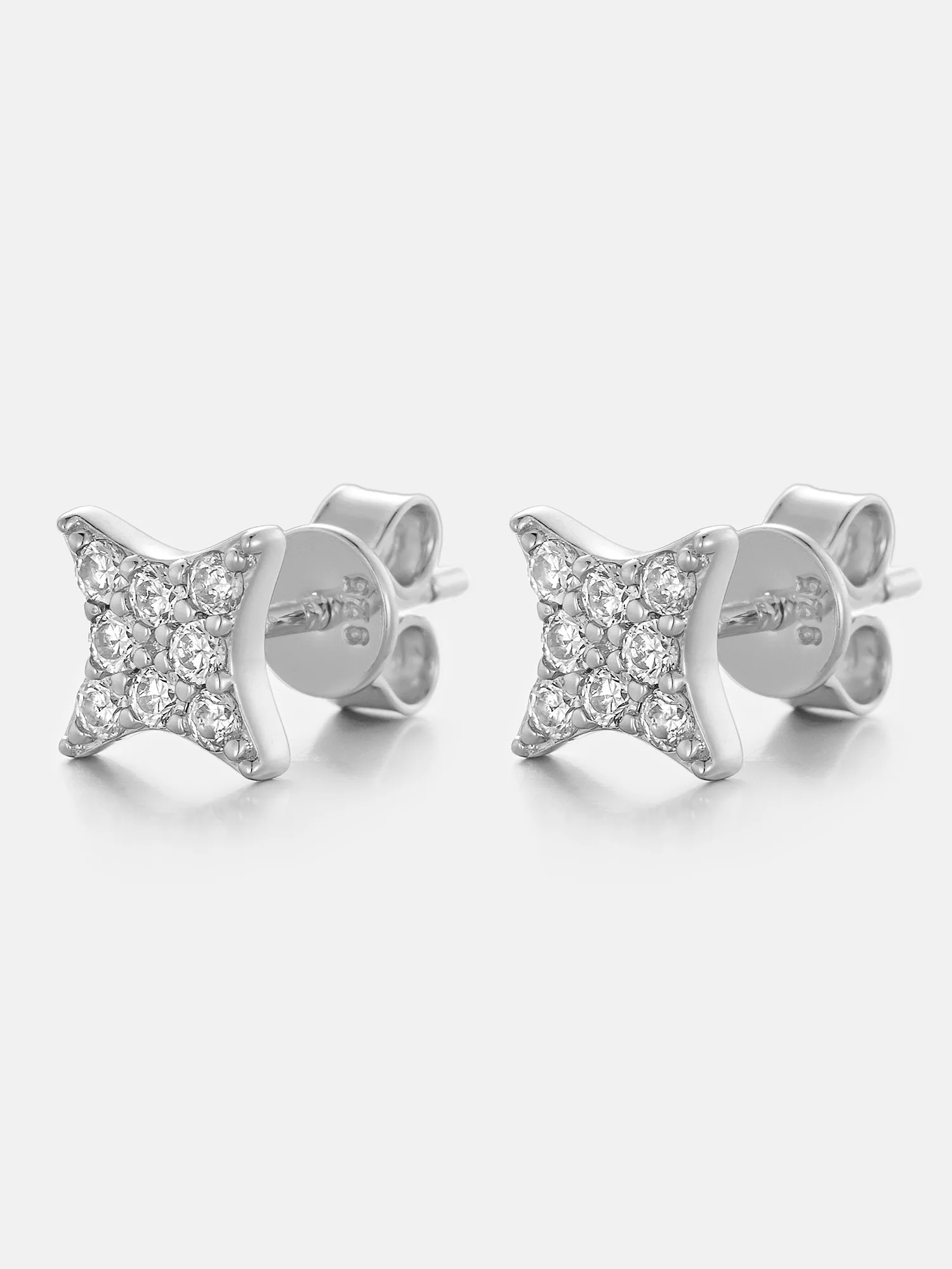 Lab Diamond Cushion-Four Point Star Stud Earrings - Image 4