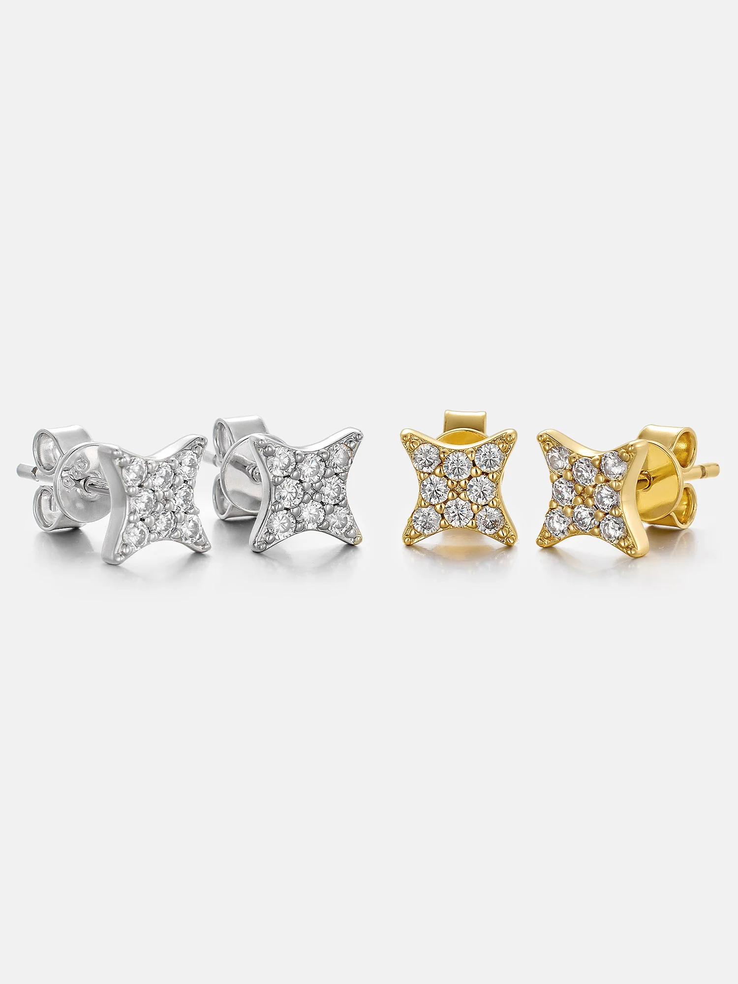 Lab Diamond Cushion-Four Point Star Stud Earrings - Image 6