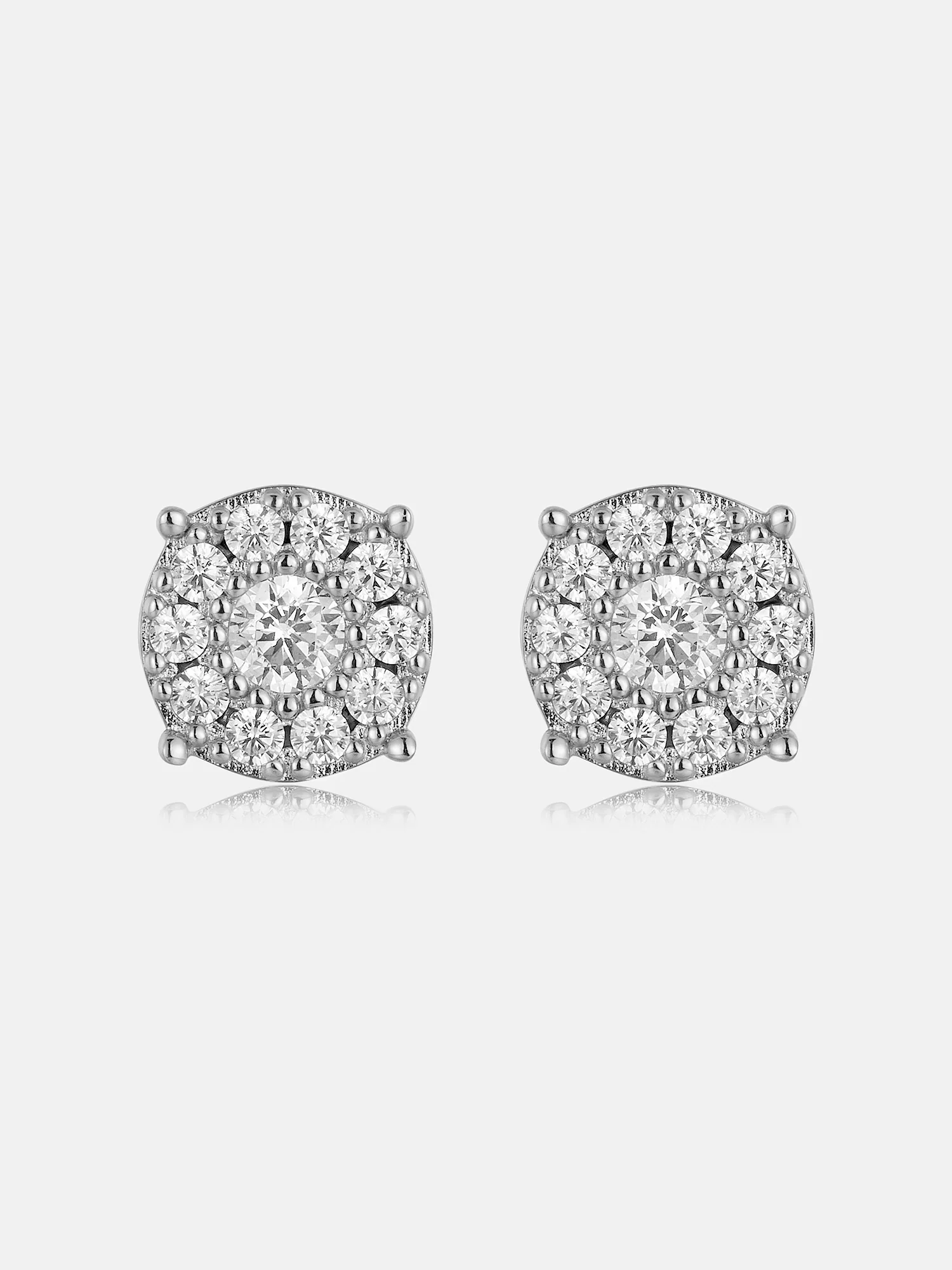 Lab Diamond Deca-Halo Cluster Solitaire Studs - Image 2