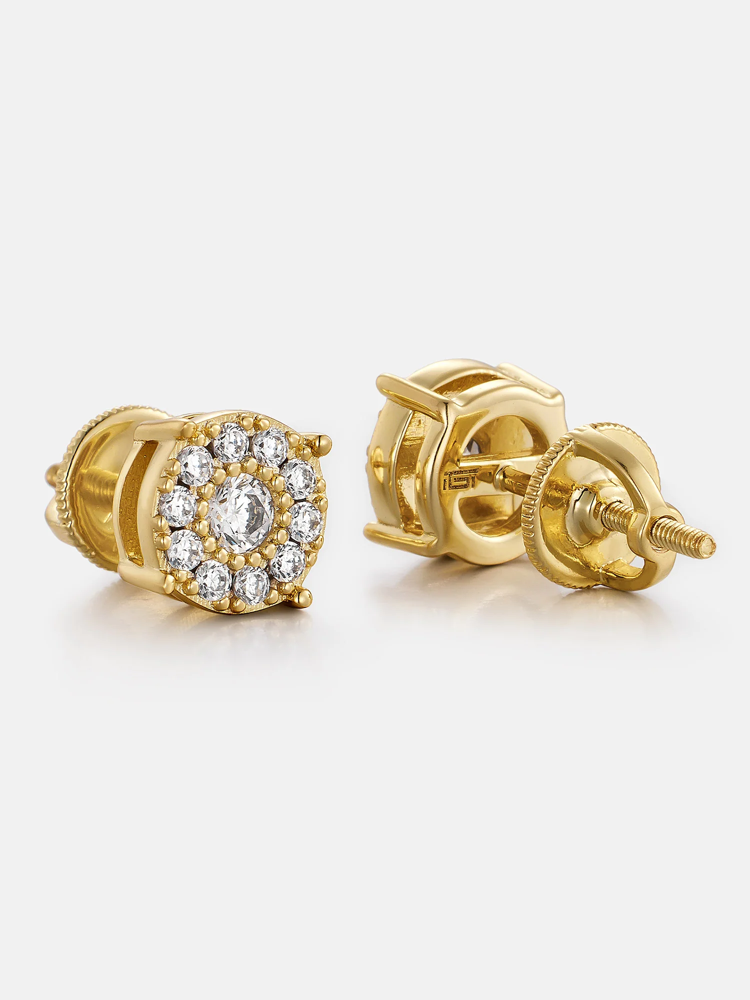 Lab Diamond Deca-Halo Cluster Solitaire Studs - Image 3