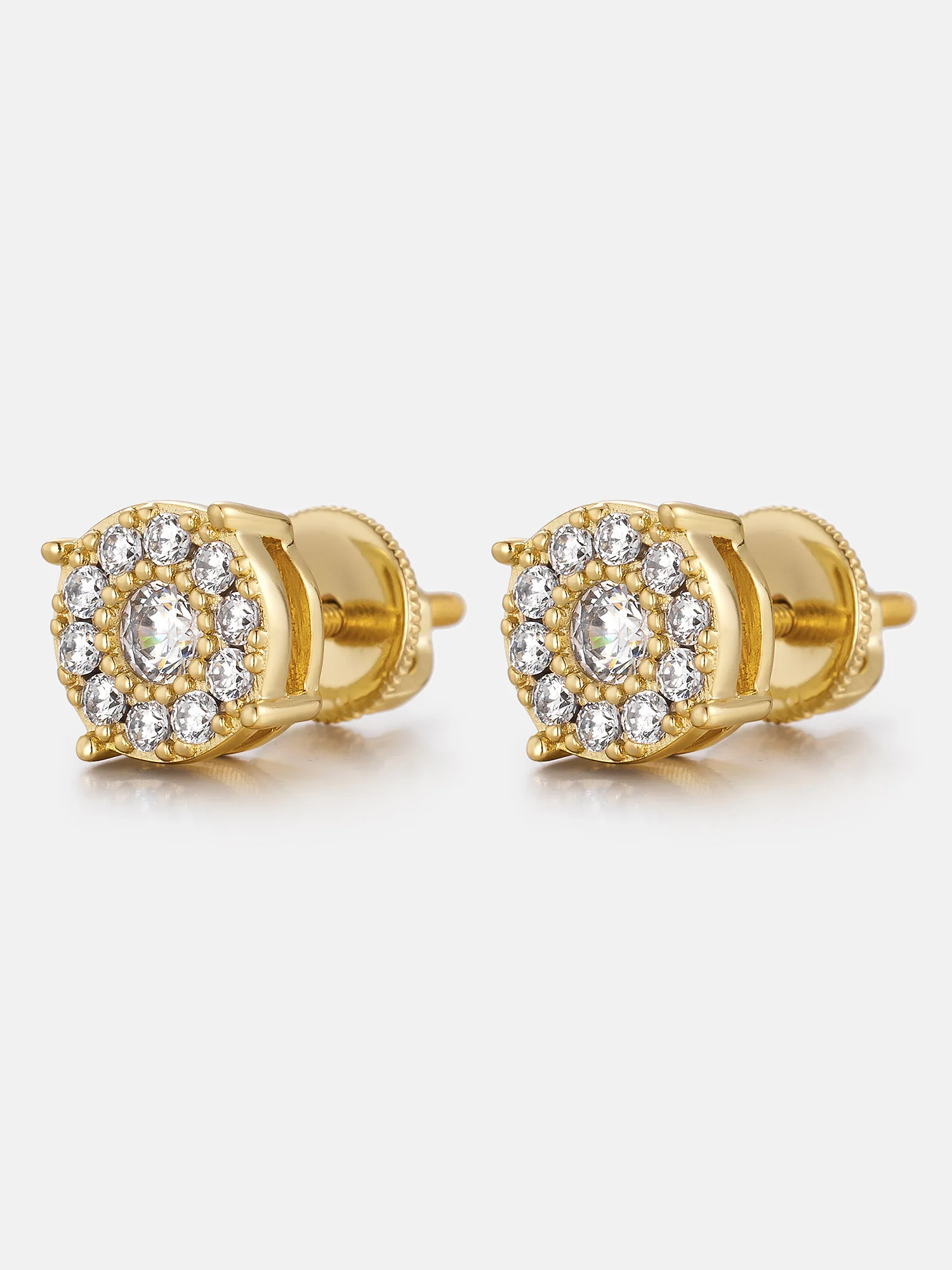 Lab Diamond Deca-Halo Cluster Solitaire Studs - Image 4