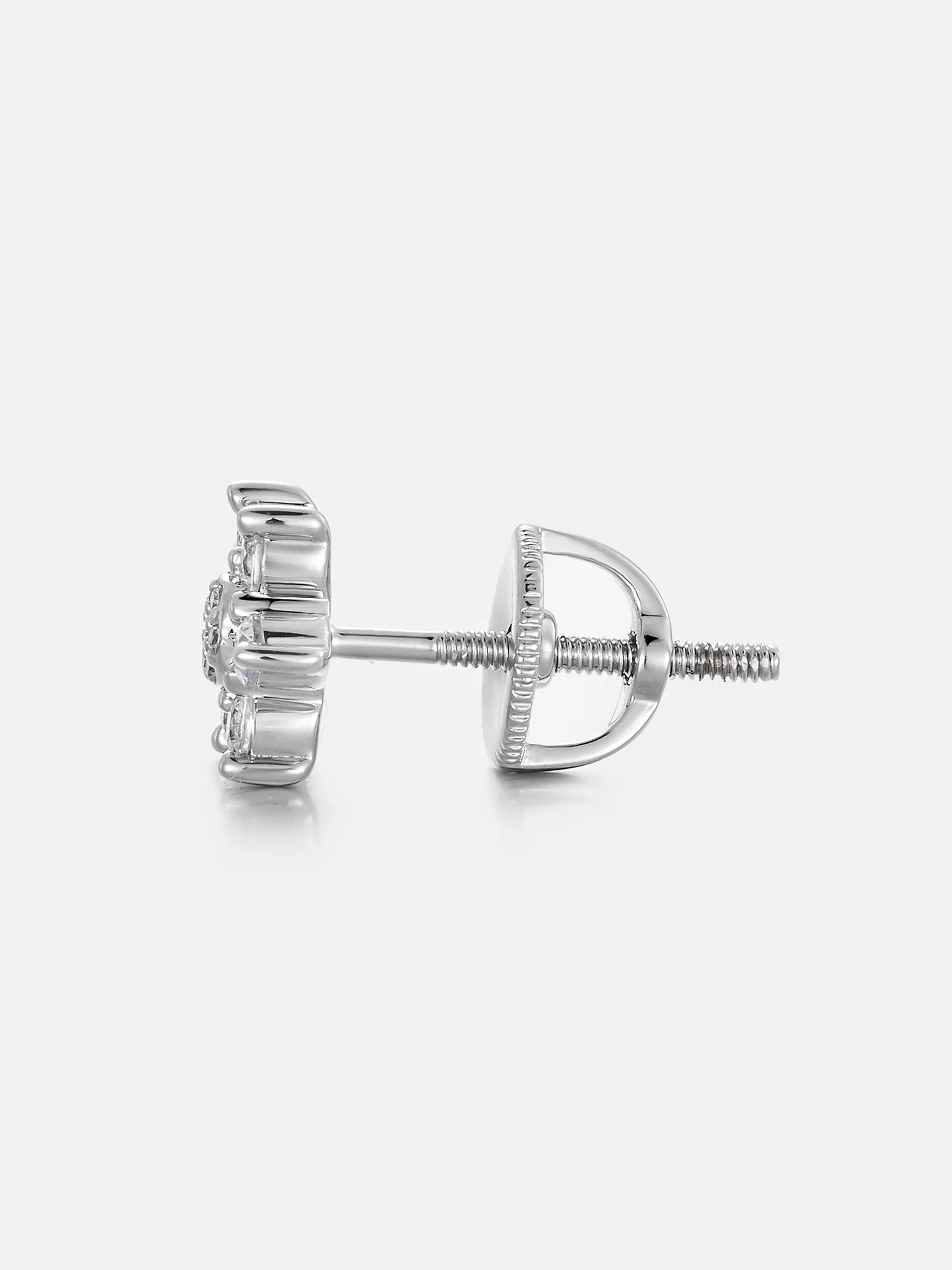Lab Diamond Hex Starburst Cluster Stud Earrings - Image 4