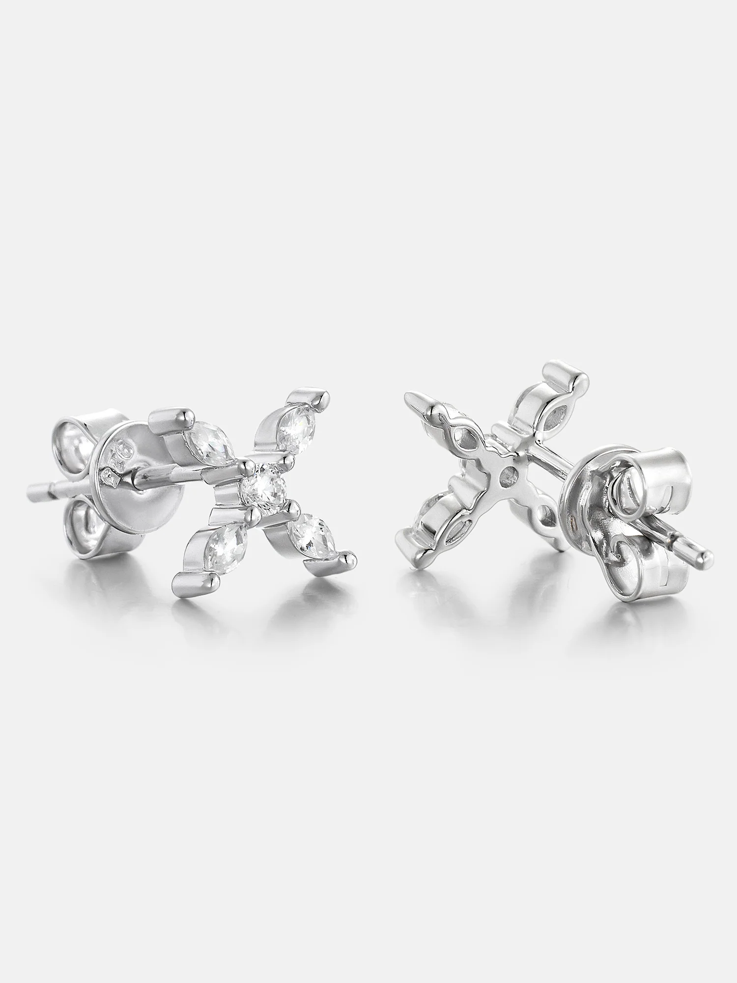 Lab Diamond Marquise Cross Cluster Stud Earrings - Image 2