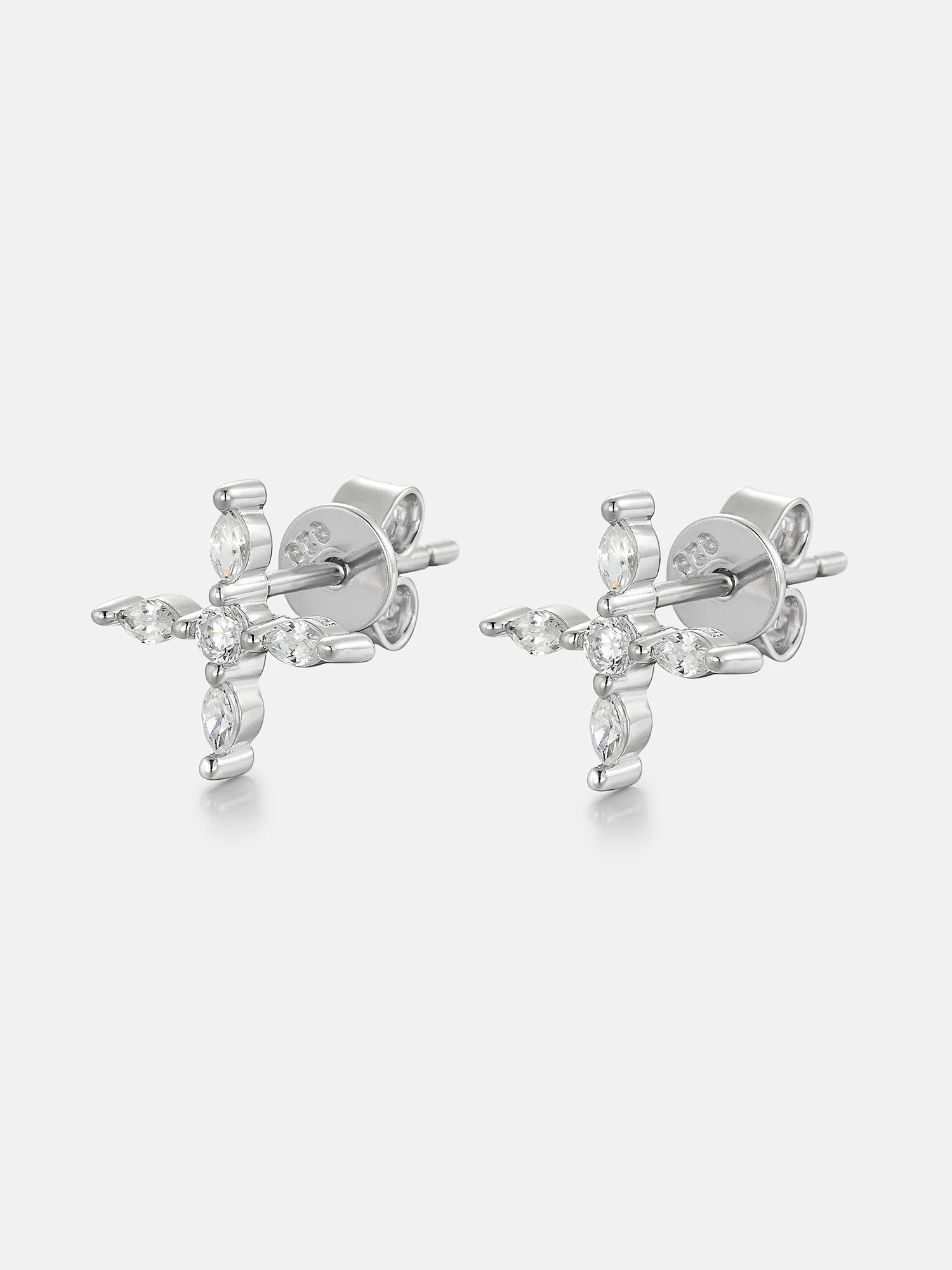 Lab Diamond Marquise Cross Cluster Stud Earrings - Image 3