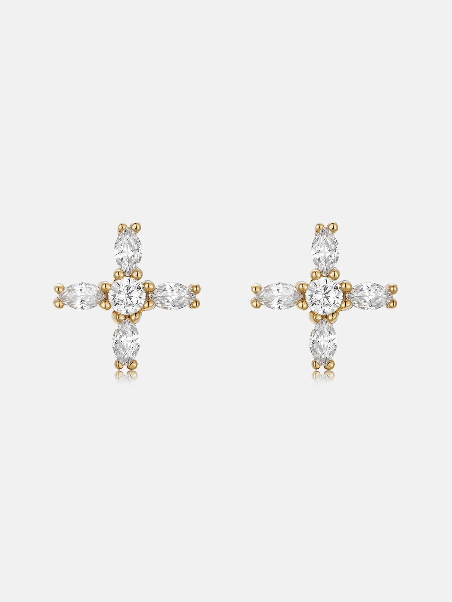 Lab Diamond Marquise Floral Cross Stud Earrings