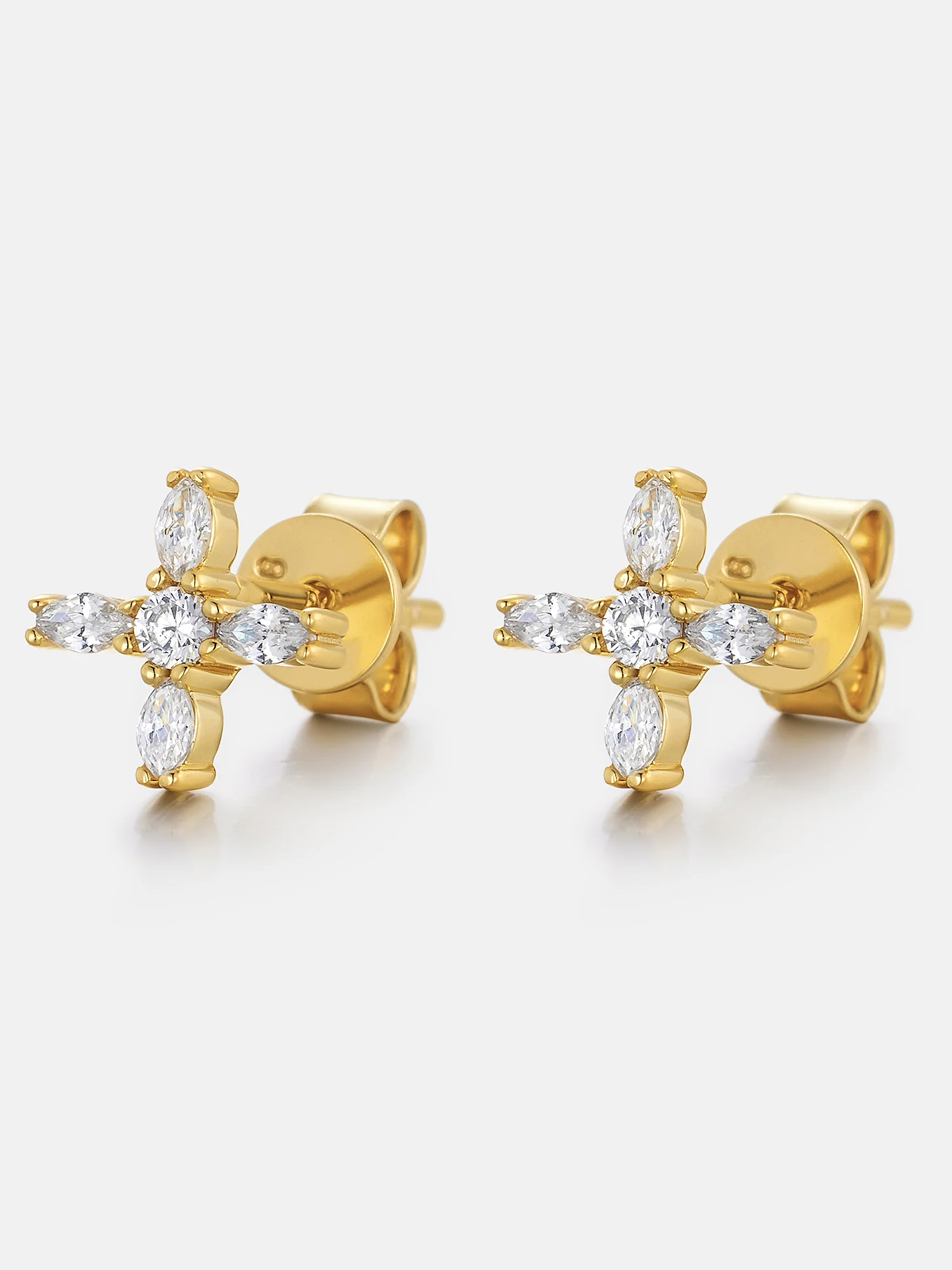 Lab Diamond Marquise Floral Cross Stud Earrings - Image 2