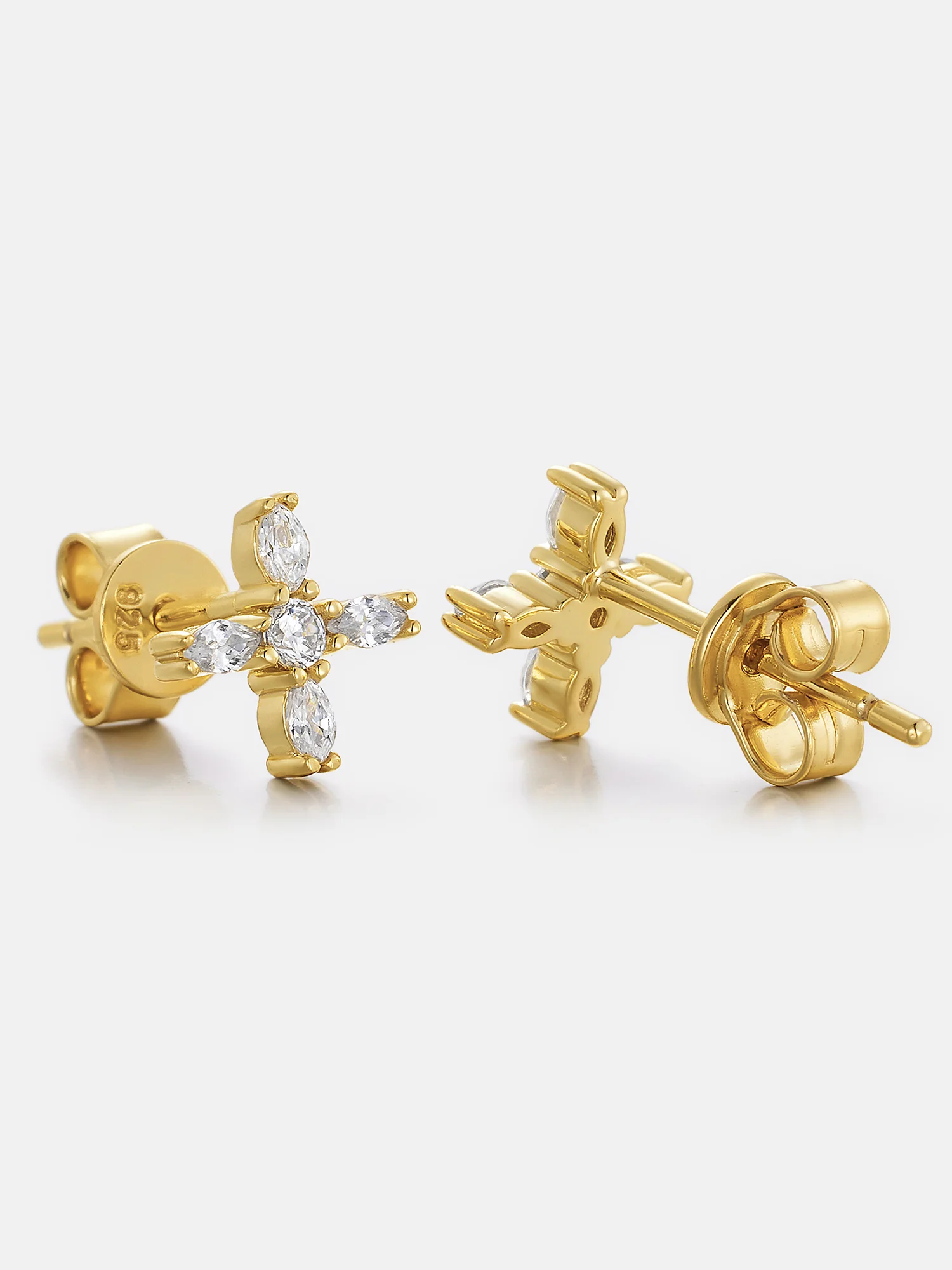 Lab Diamond Marquise Floral Cross Stud Earrings - Image 3