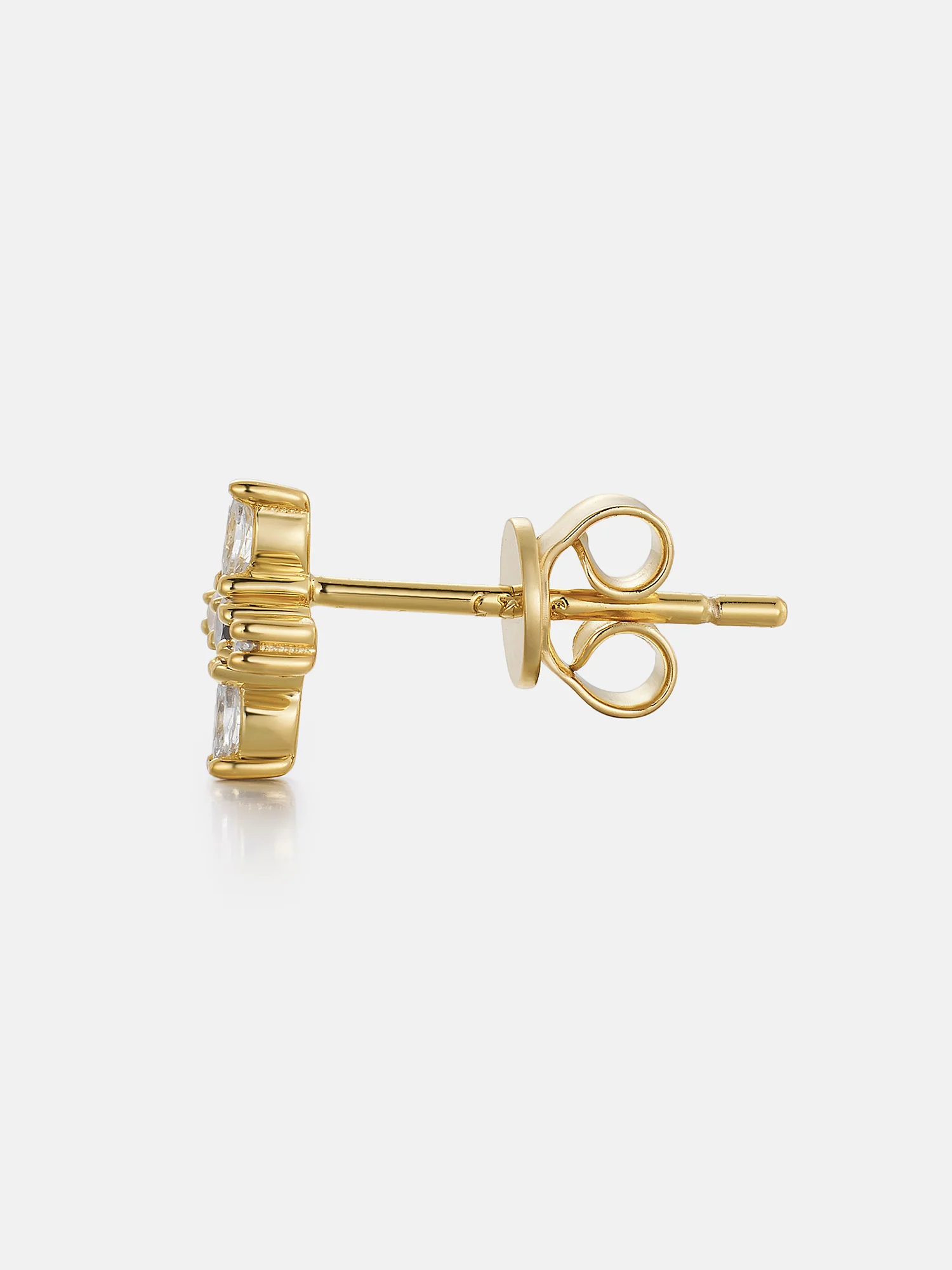 Lab Diamond Marquise Floral Cross Stud Earrings - Image 4