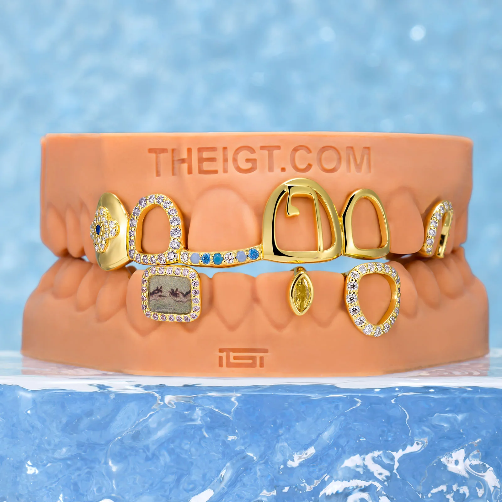 Lucky Clover Open Face Grillz (with photo Print)