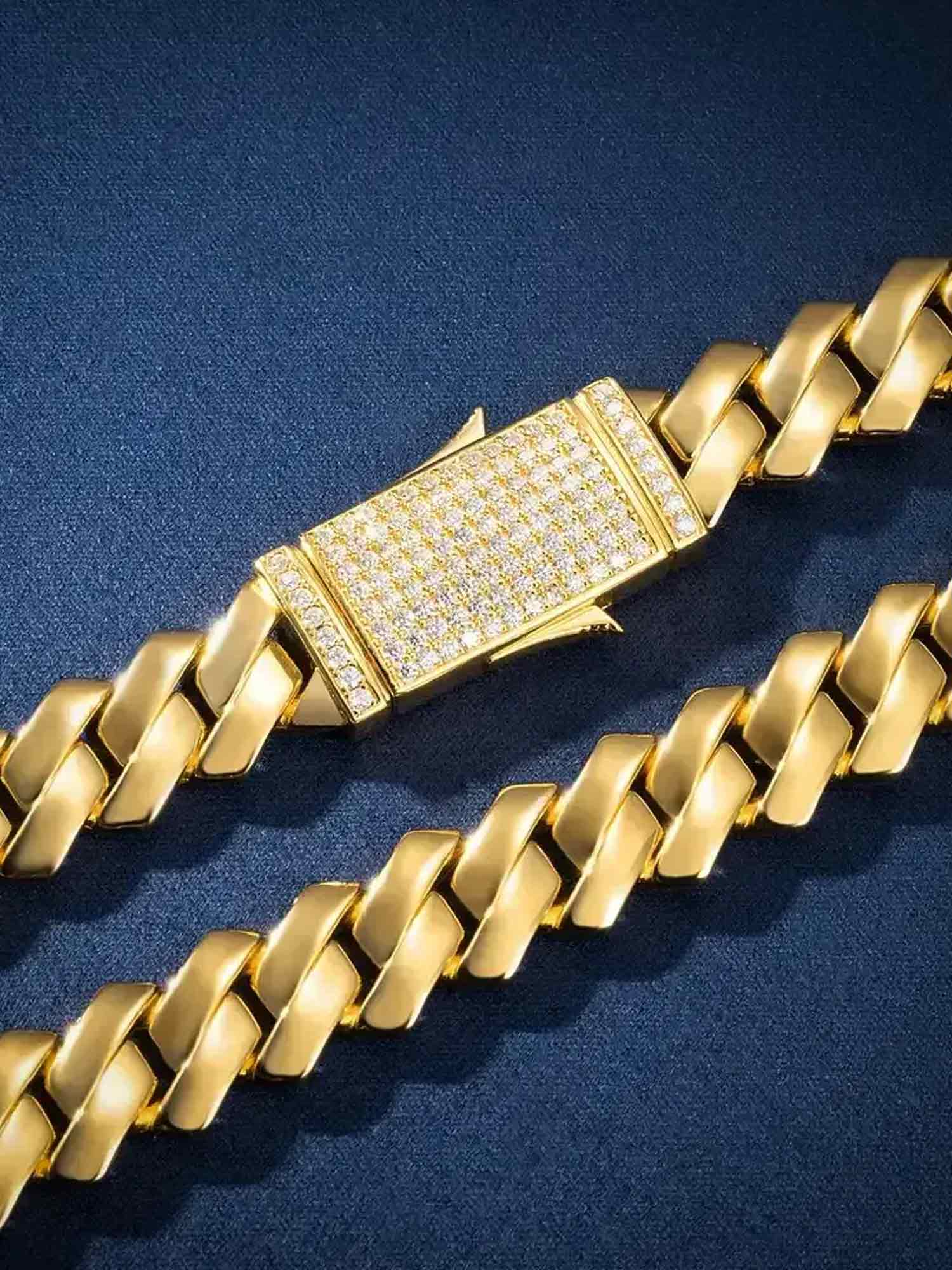 Made To Order 12mm Plain Prong Link Bracelet with Iced Clasp - Image 6