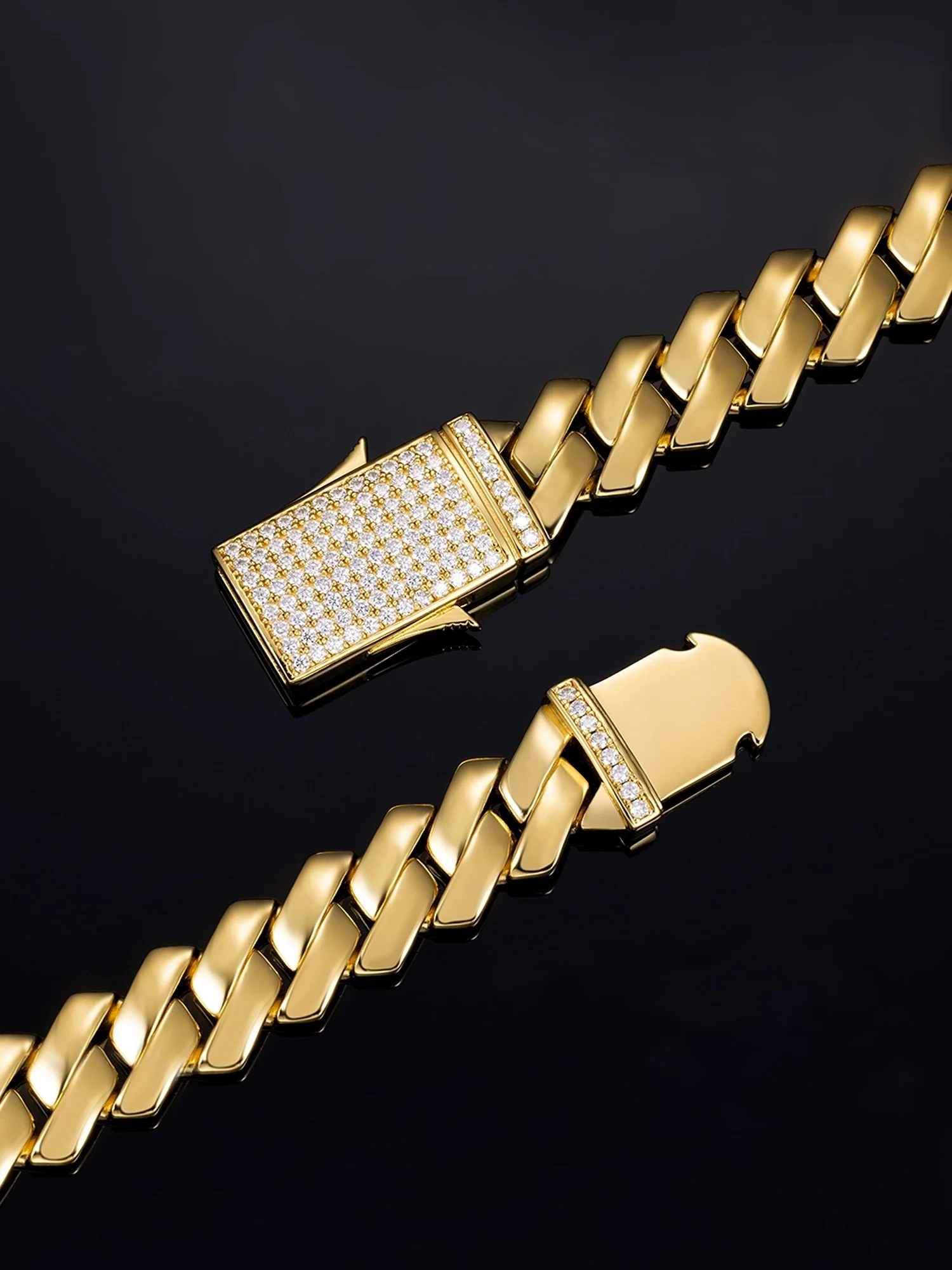Made To Order 12mm Plain Prong Link Chain with Iced Clasp