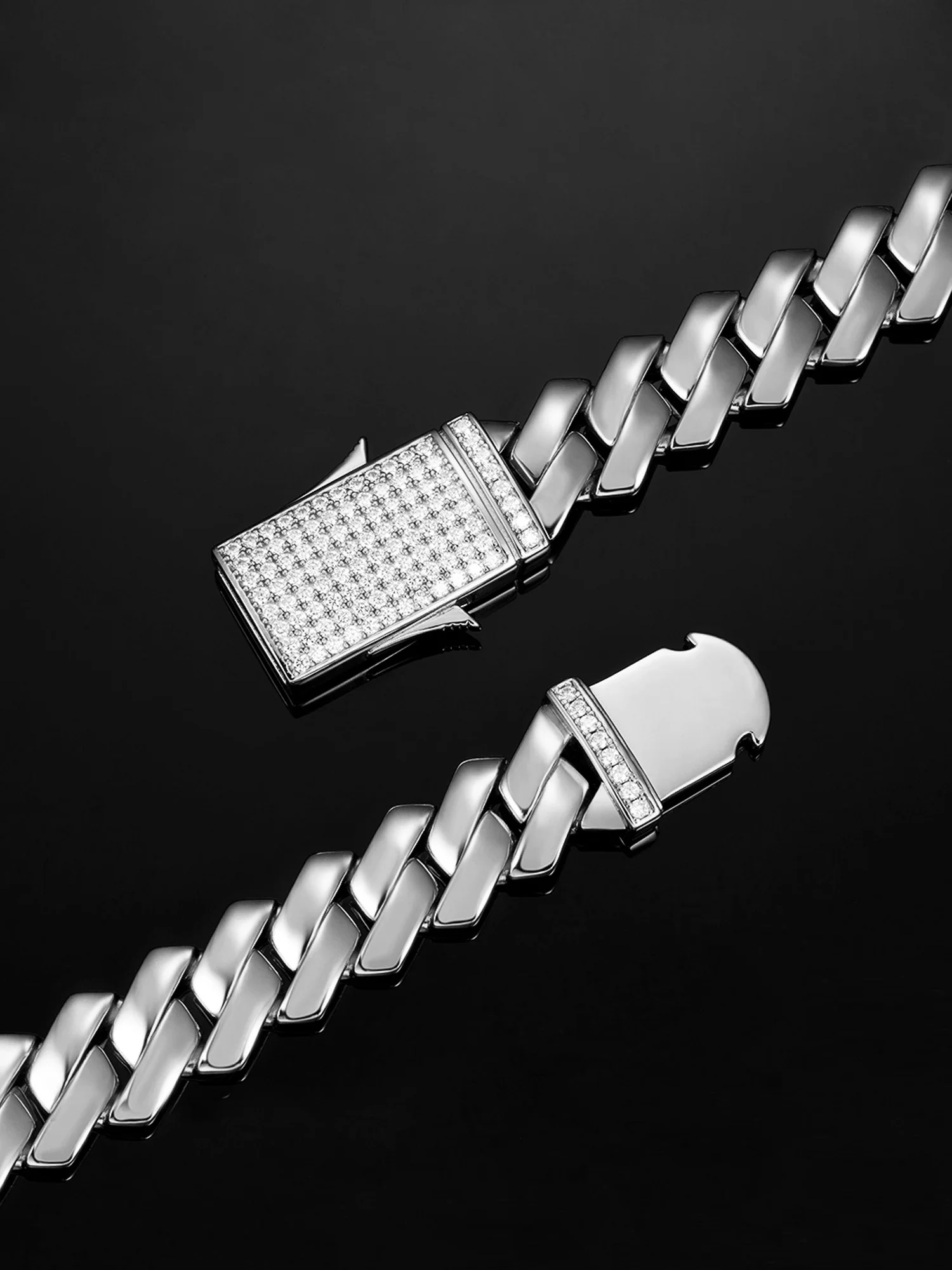 Made To Order 12mm Plain Prong Link Chain with Iced Clasp - Image 2