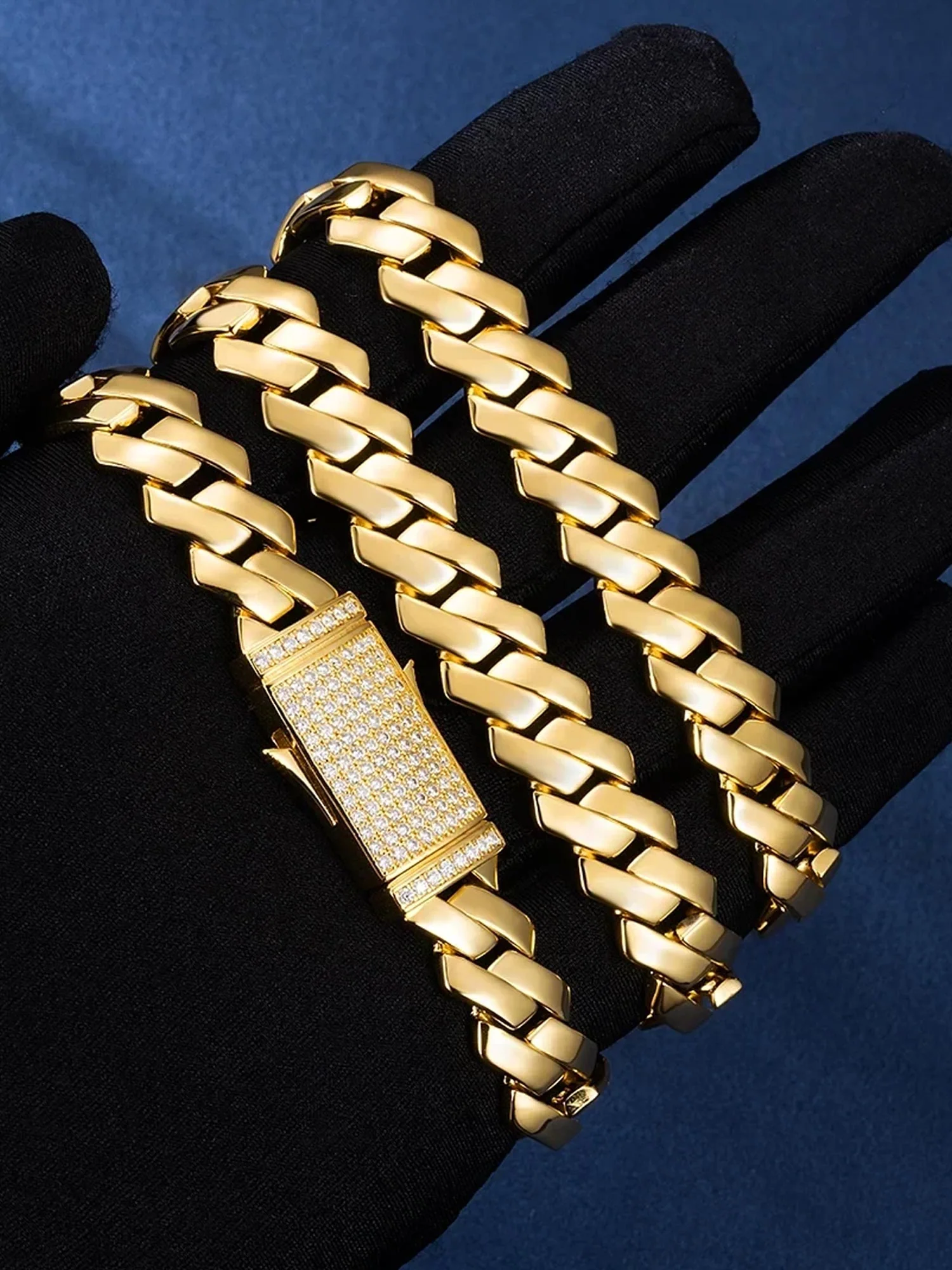 Made To Order 12mm Plain Prong Link Chain with Iced Clasp - Image 6
