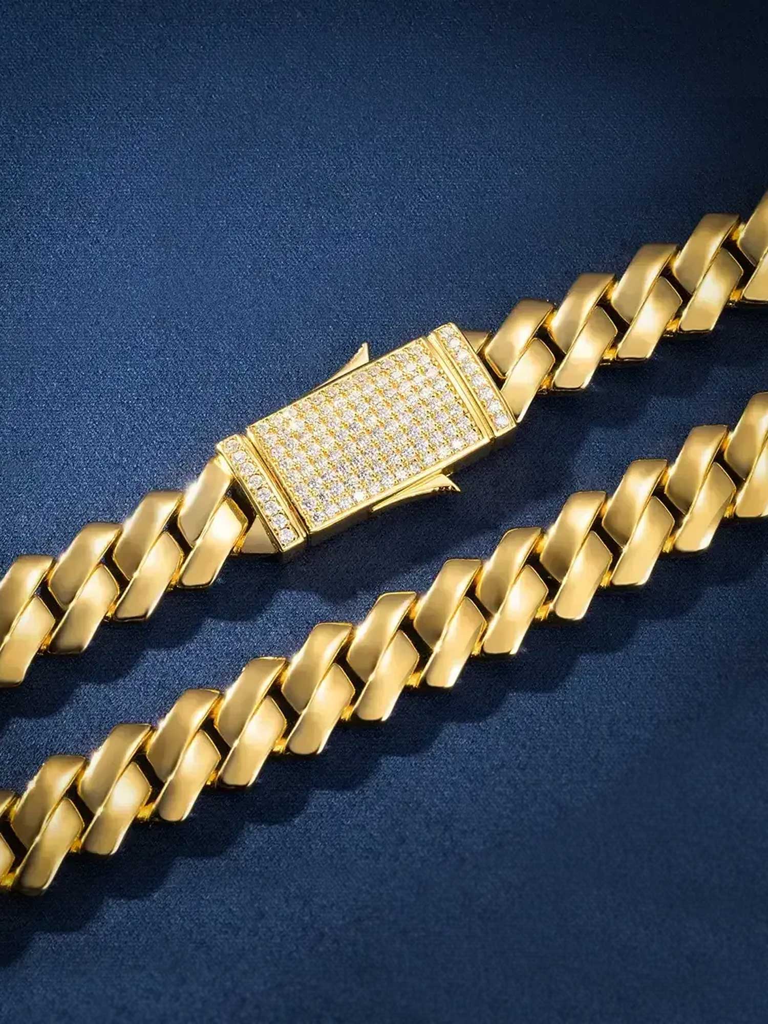 Made To Order 12mm Plain Prong Link Chain with Iced Clasp - Image 7