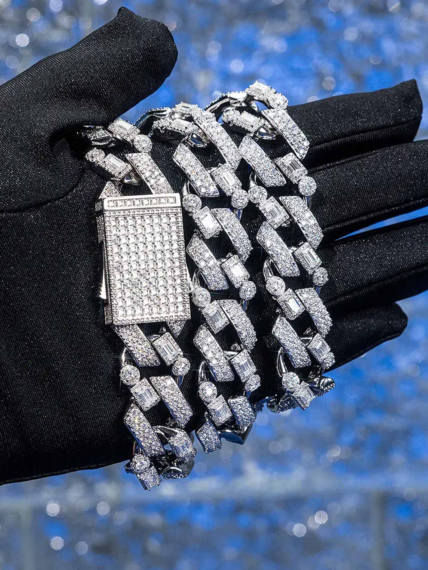 Made To Order 19mm S925 Mixed Moissanite Prong Cuban Chain - Image 6